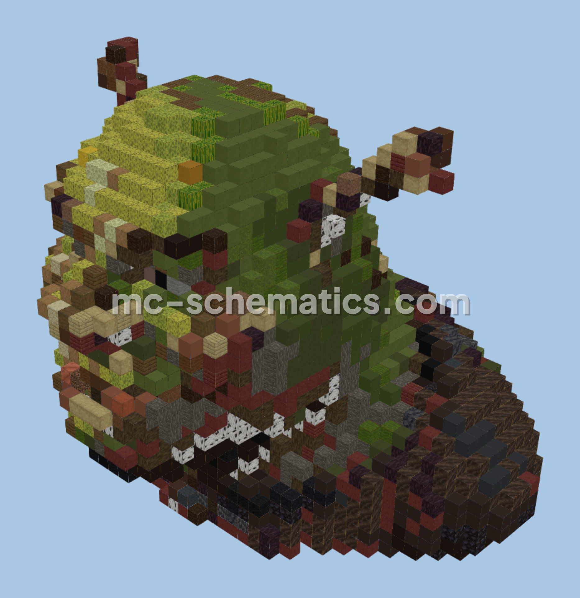 Pixel Art Shrek Bust Statue Minecraft schematic preview