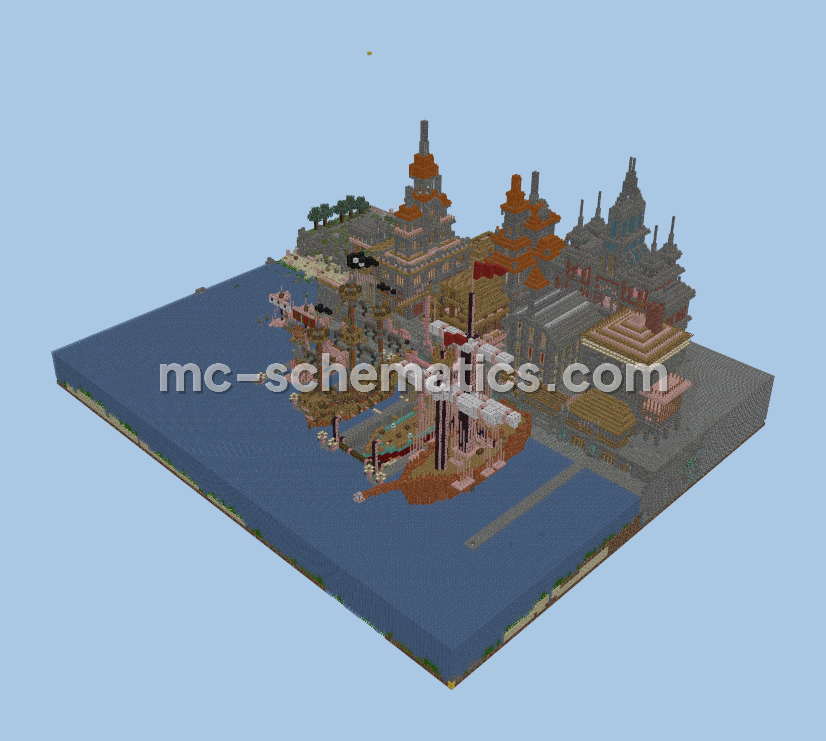 Port Town and Shipyard Minecraft schematic preview