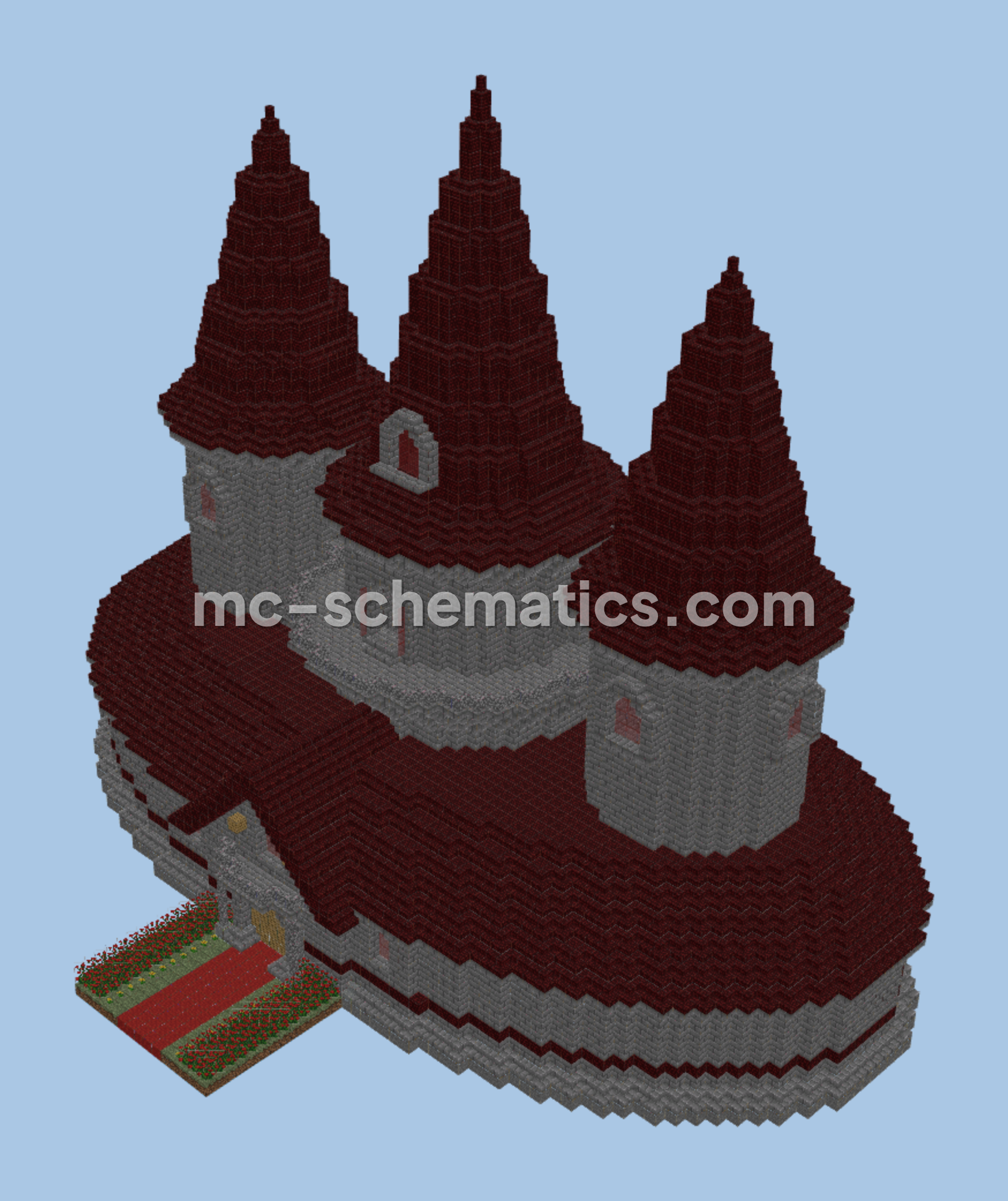 Princess Peach Castle Style Building Minecraft schematic preview