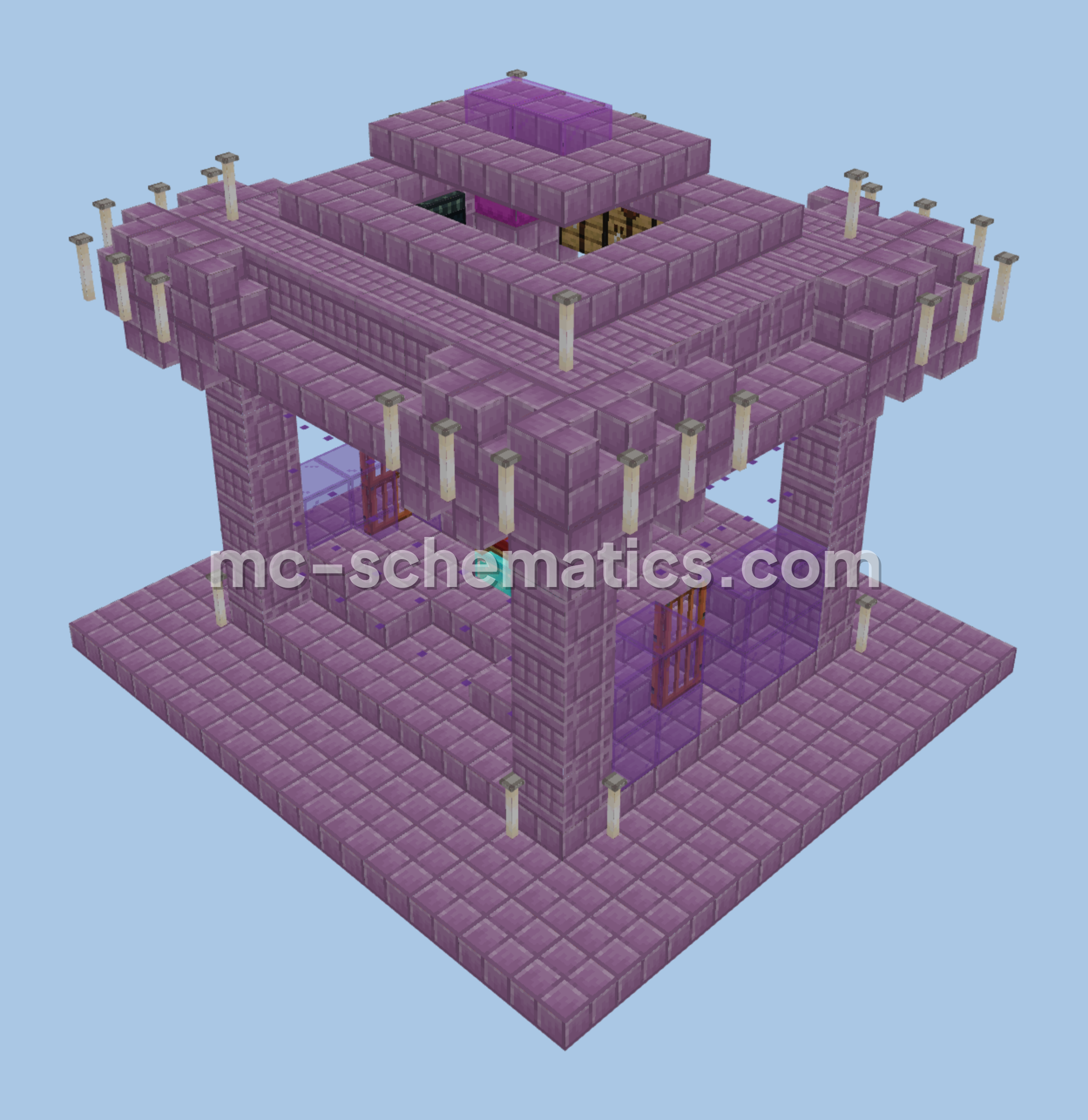 Purple House with Windows Minecraft schematic preview