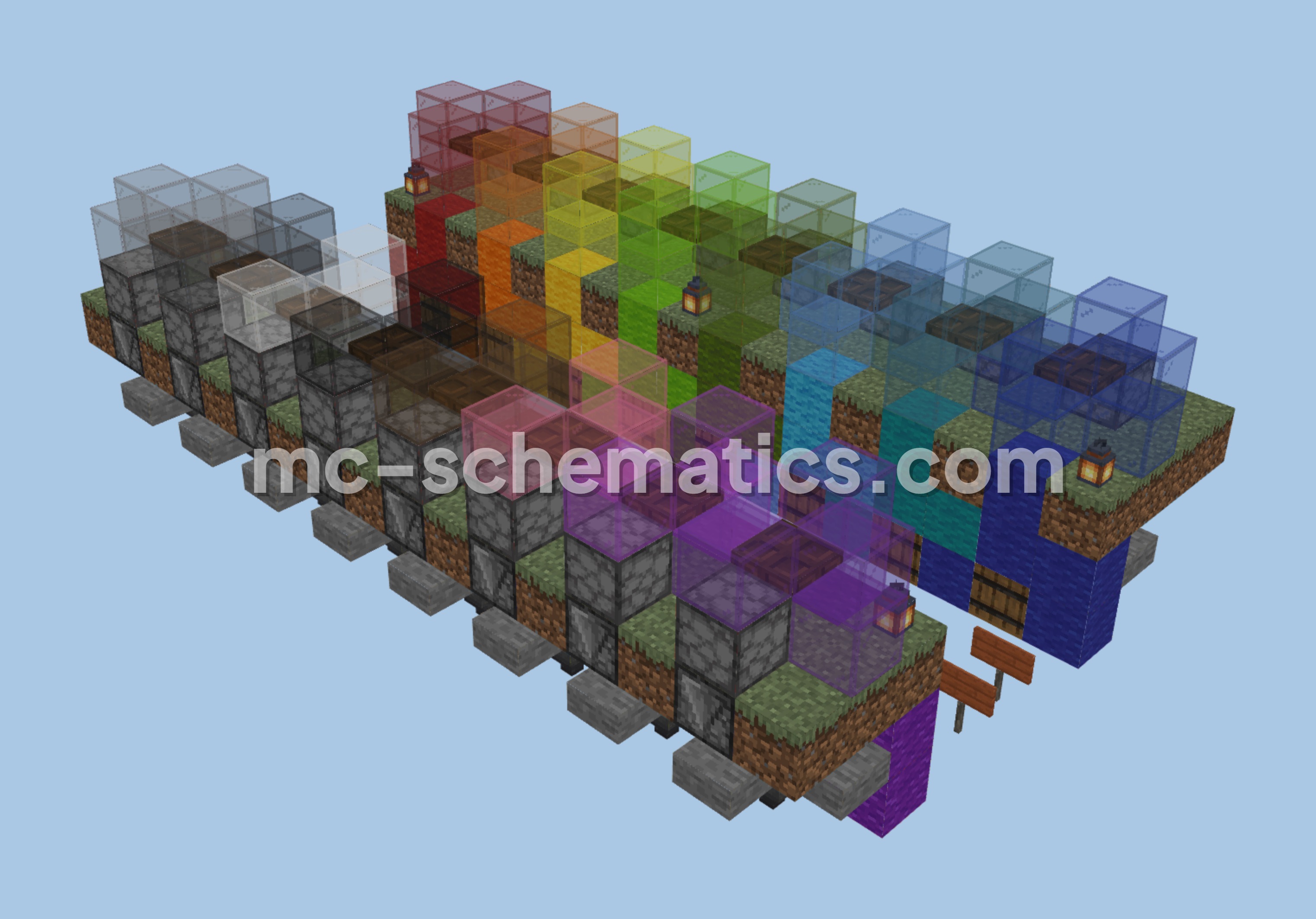 Rainbow Sheep Farm for All Wool Colors Minecraft schematic preview