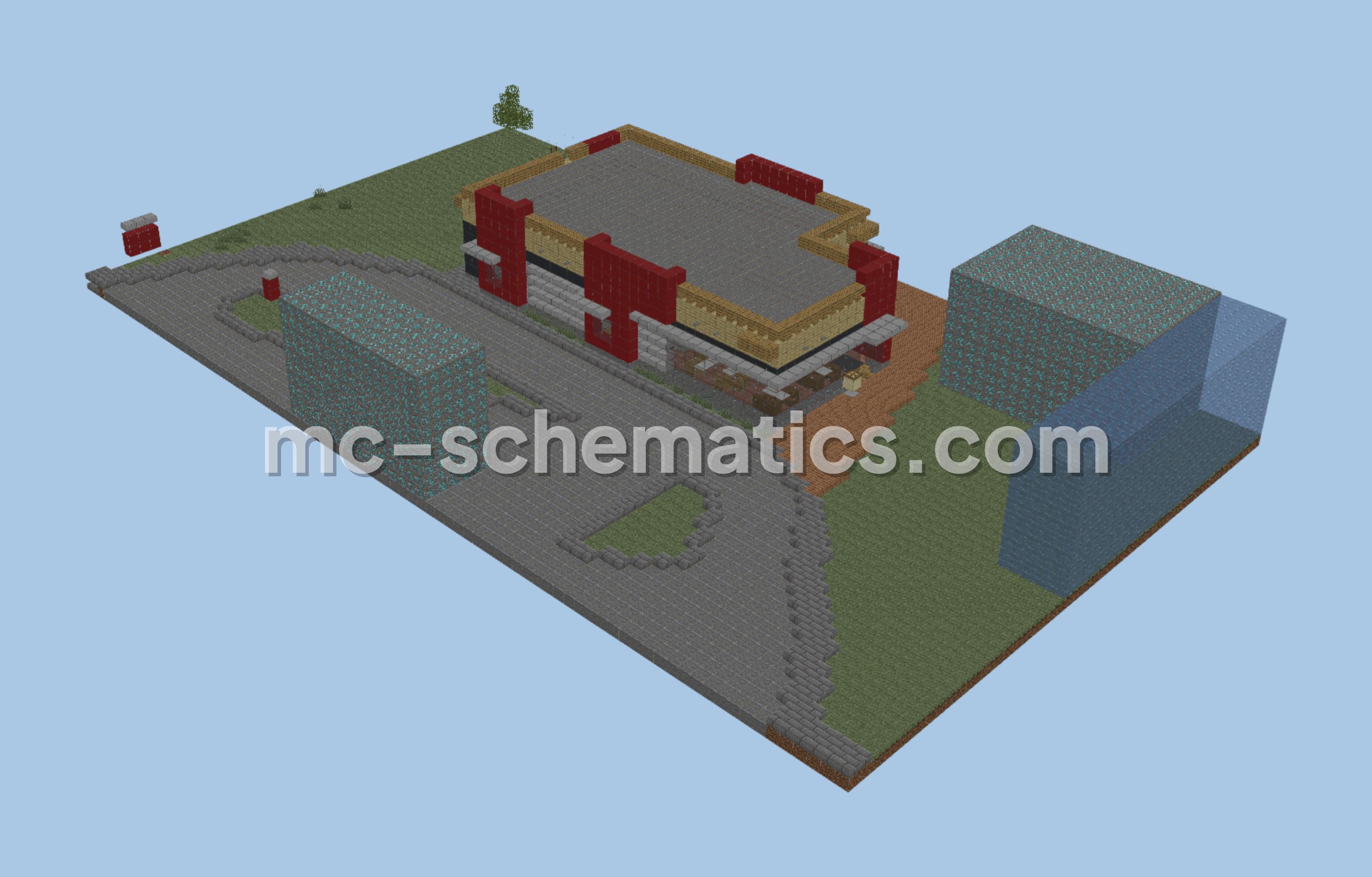 Realistic KFC Restaurant Build Minecraft schematic preview