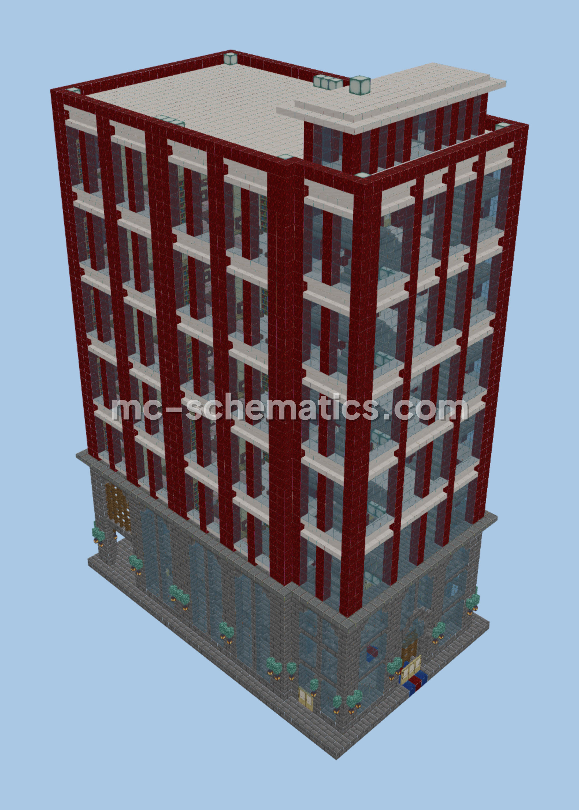 Red Bureaucratic Office Building Minecraft schematic preview