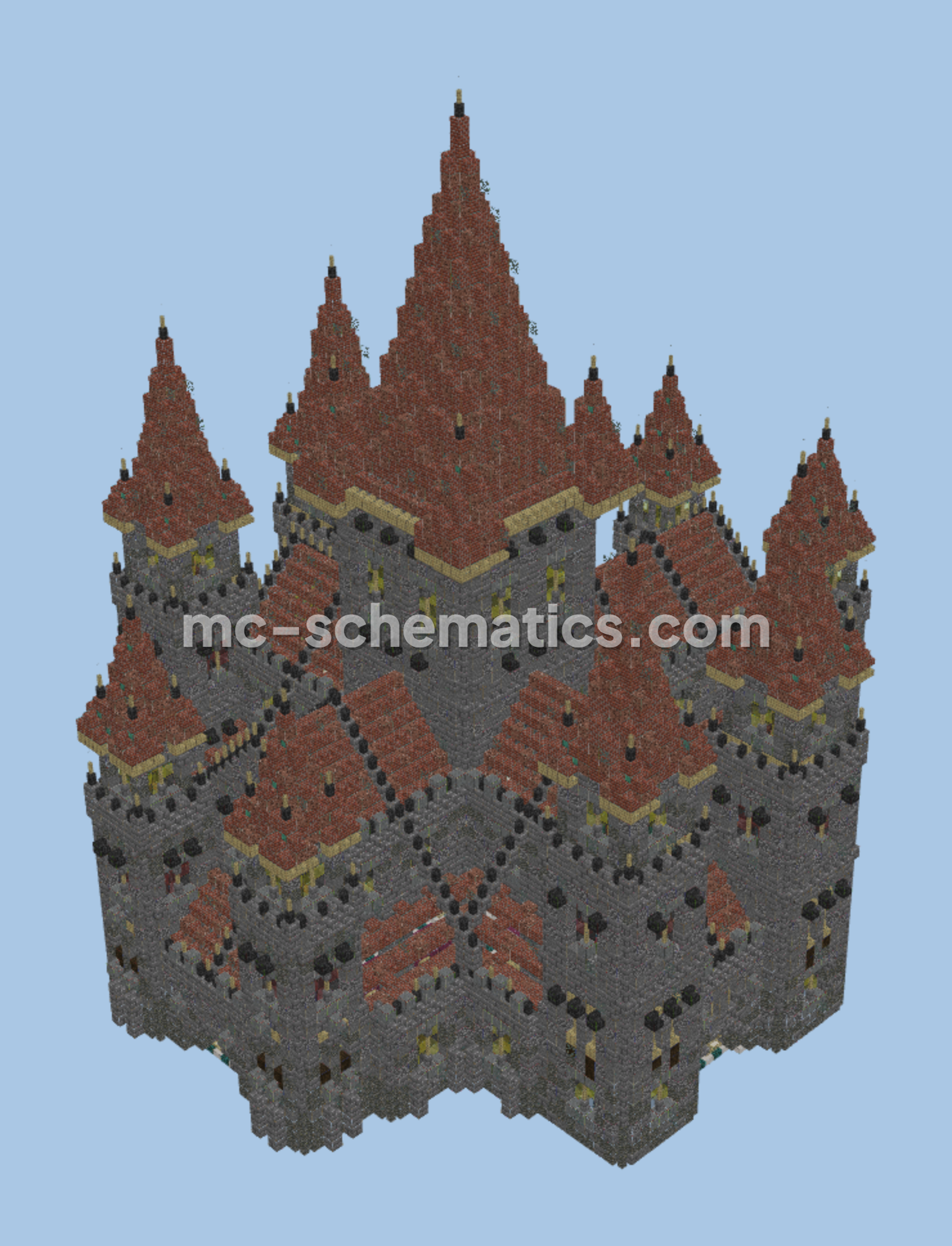 Red Roof Cathedral Structure Minecraft schematic preview