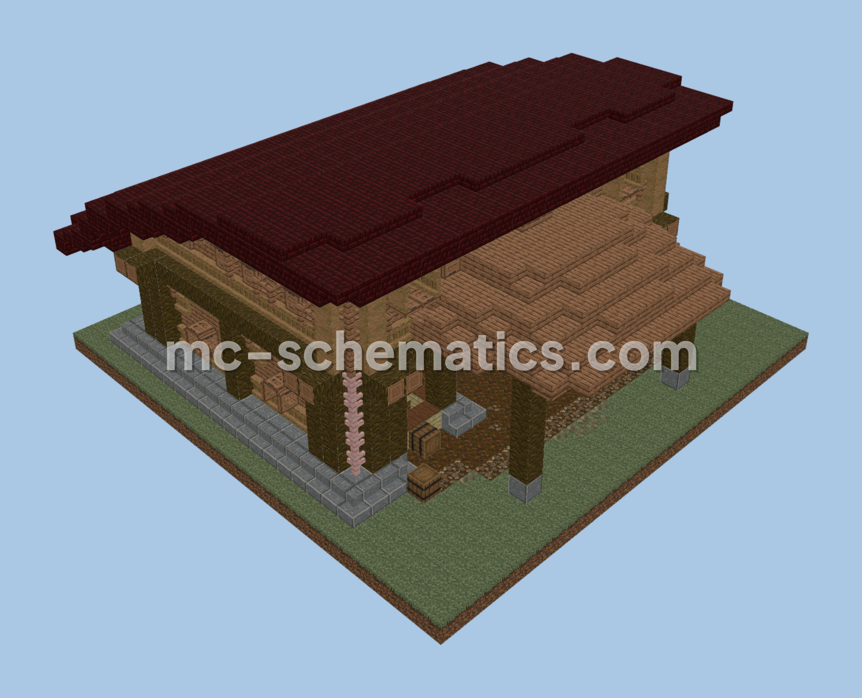 Red Roof Horse Stable - Human Build Minecraft schematic