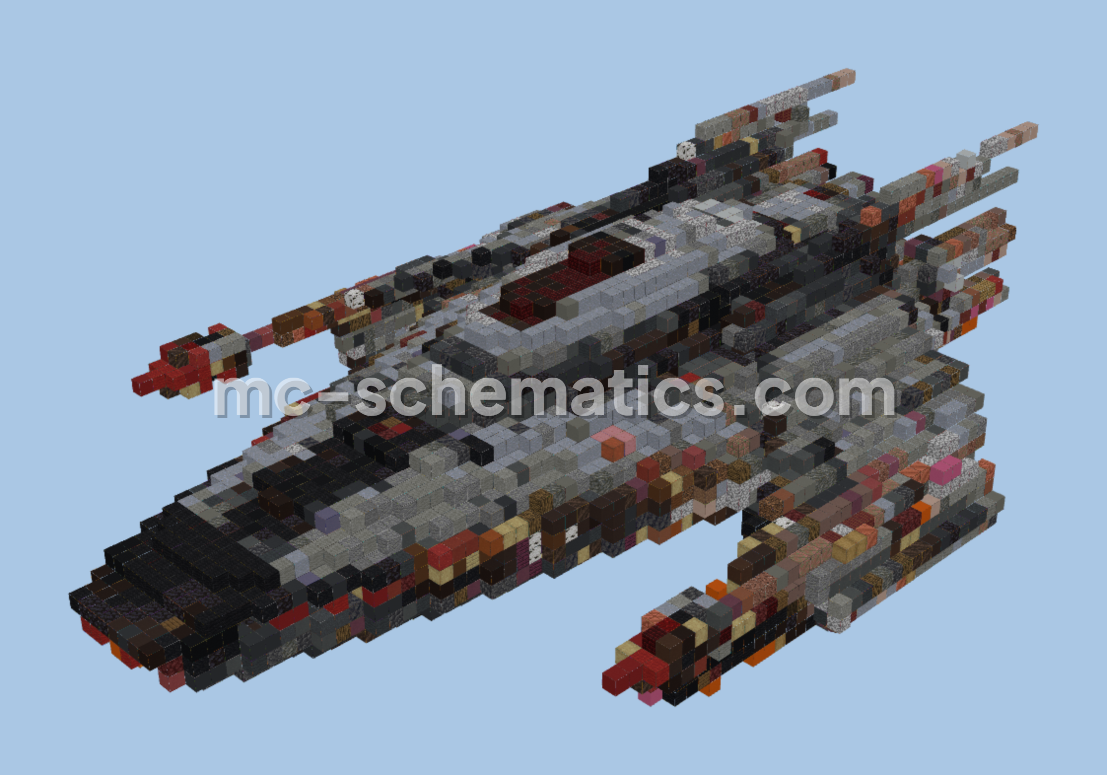 Red Starship Vehicle Minecraft schematic preview