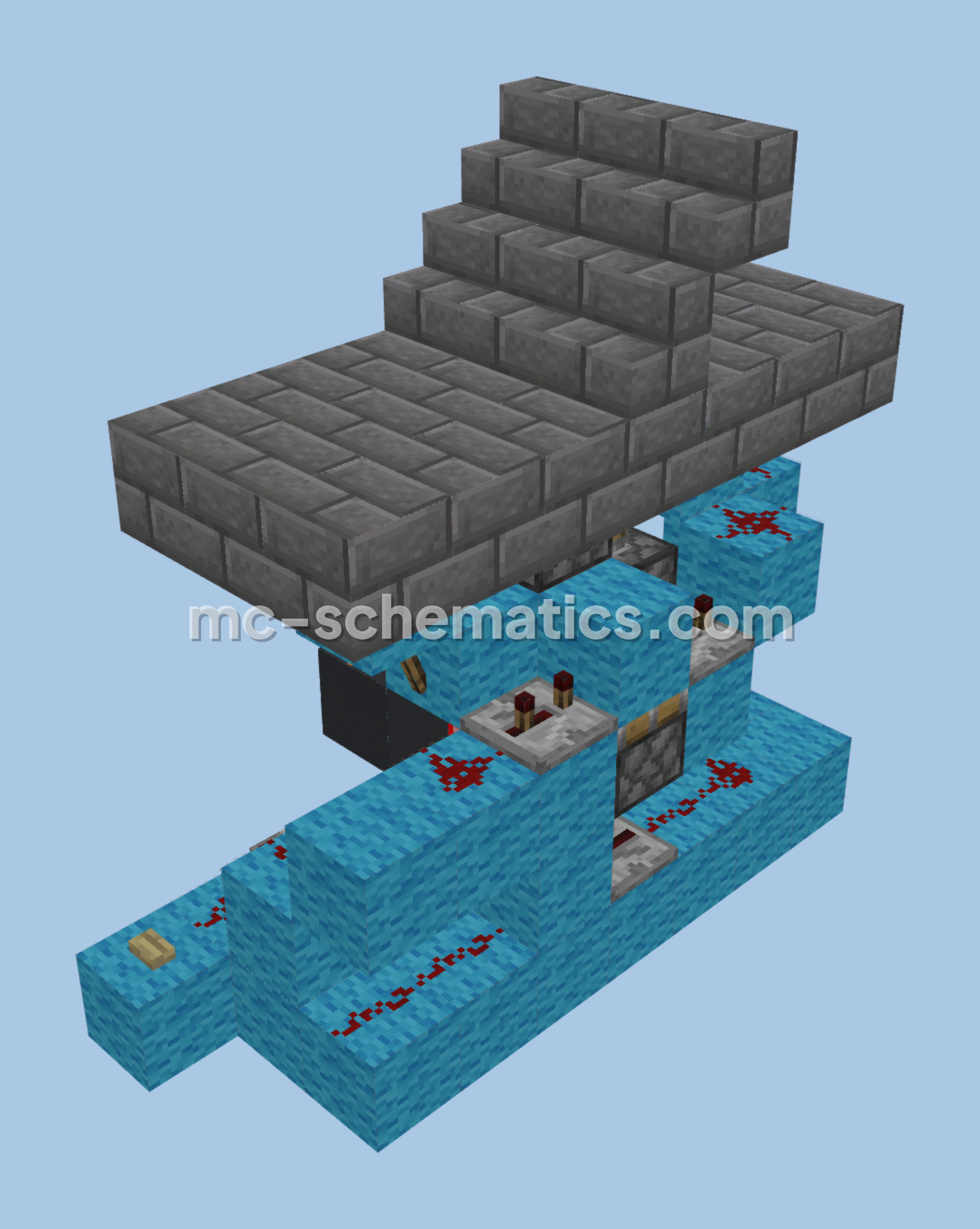 Redstone Hidden Passage Build Minecraft schematic preview