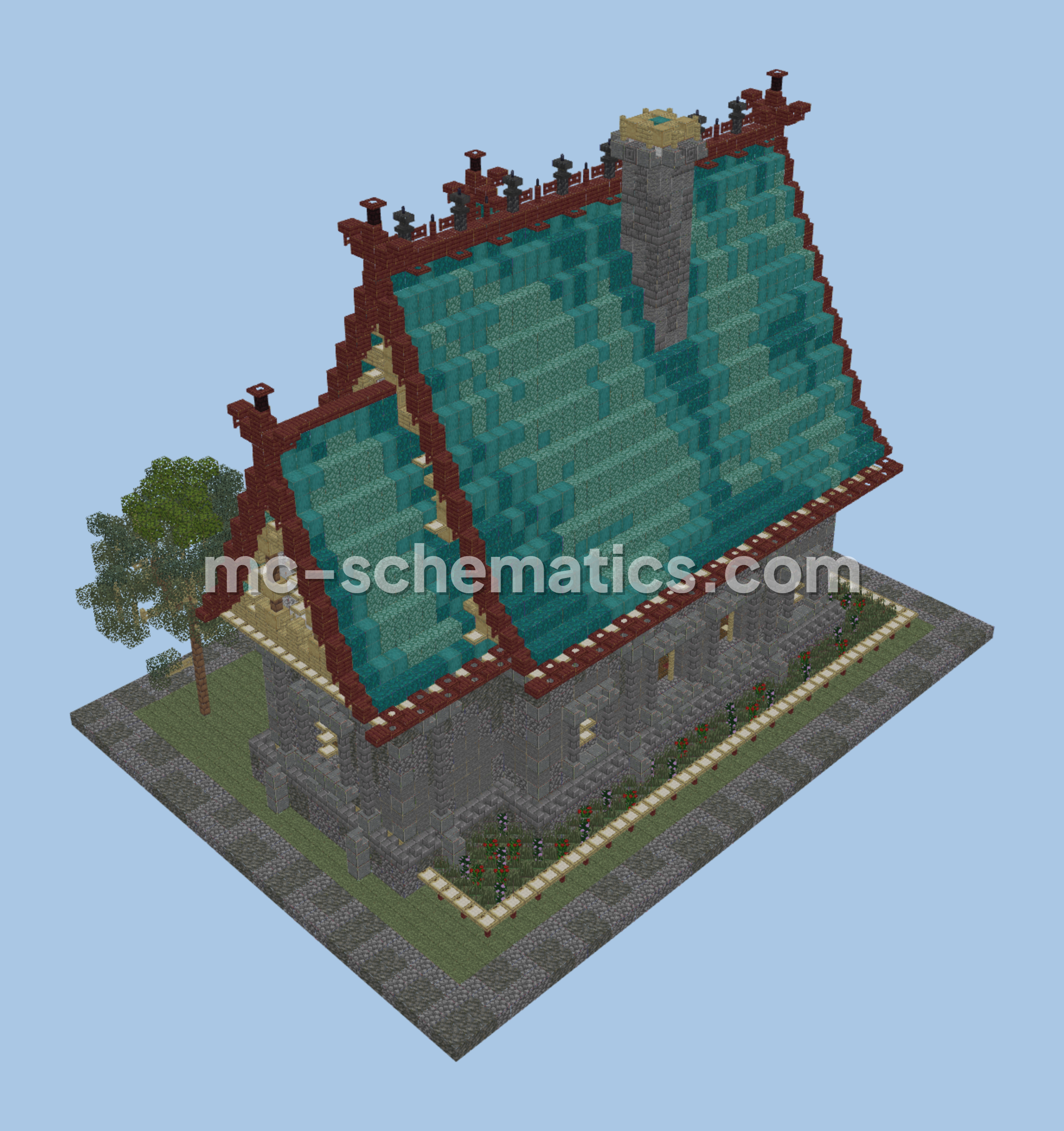 Rivertown Library Structure Minecraft schematic preview