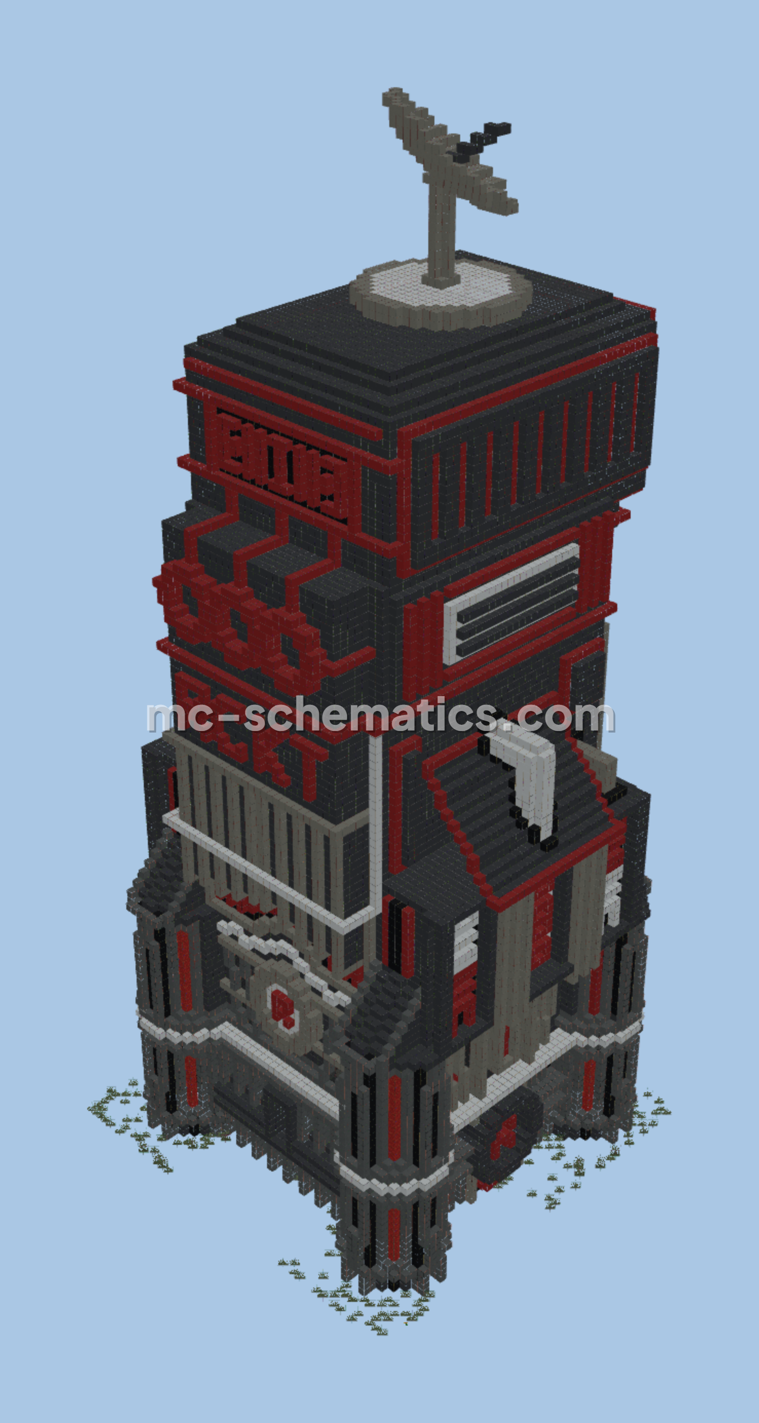 Rocket Tower Sugar Cane Farm Minecraft schematic preview