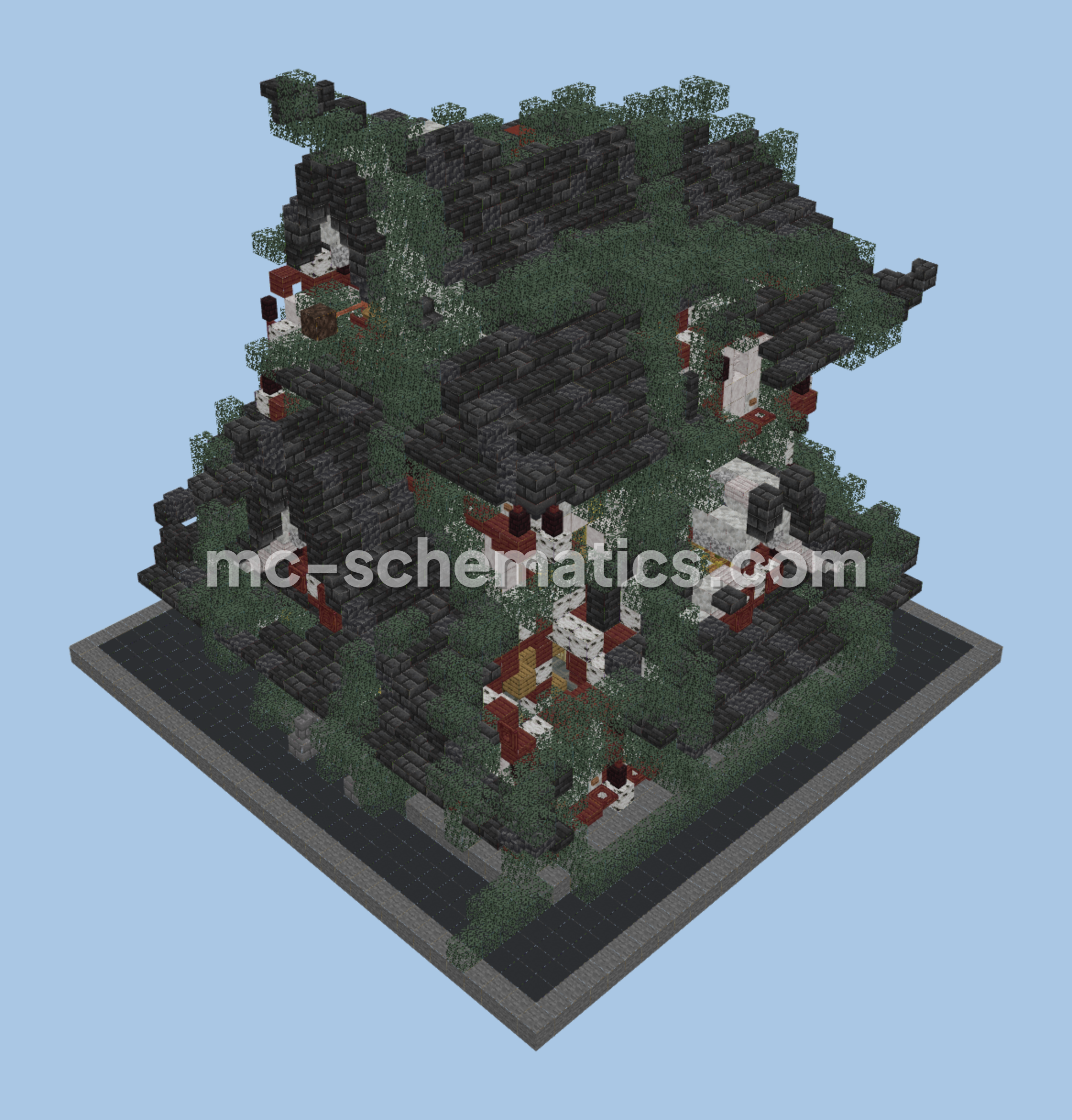 Ruined Overgrown Japanese Temple Schematic Minecraft schematic preview