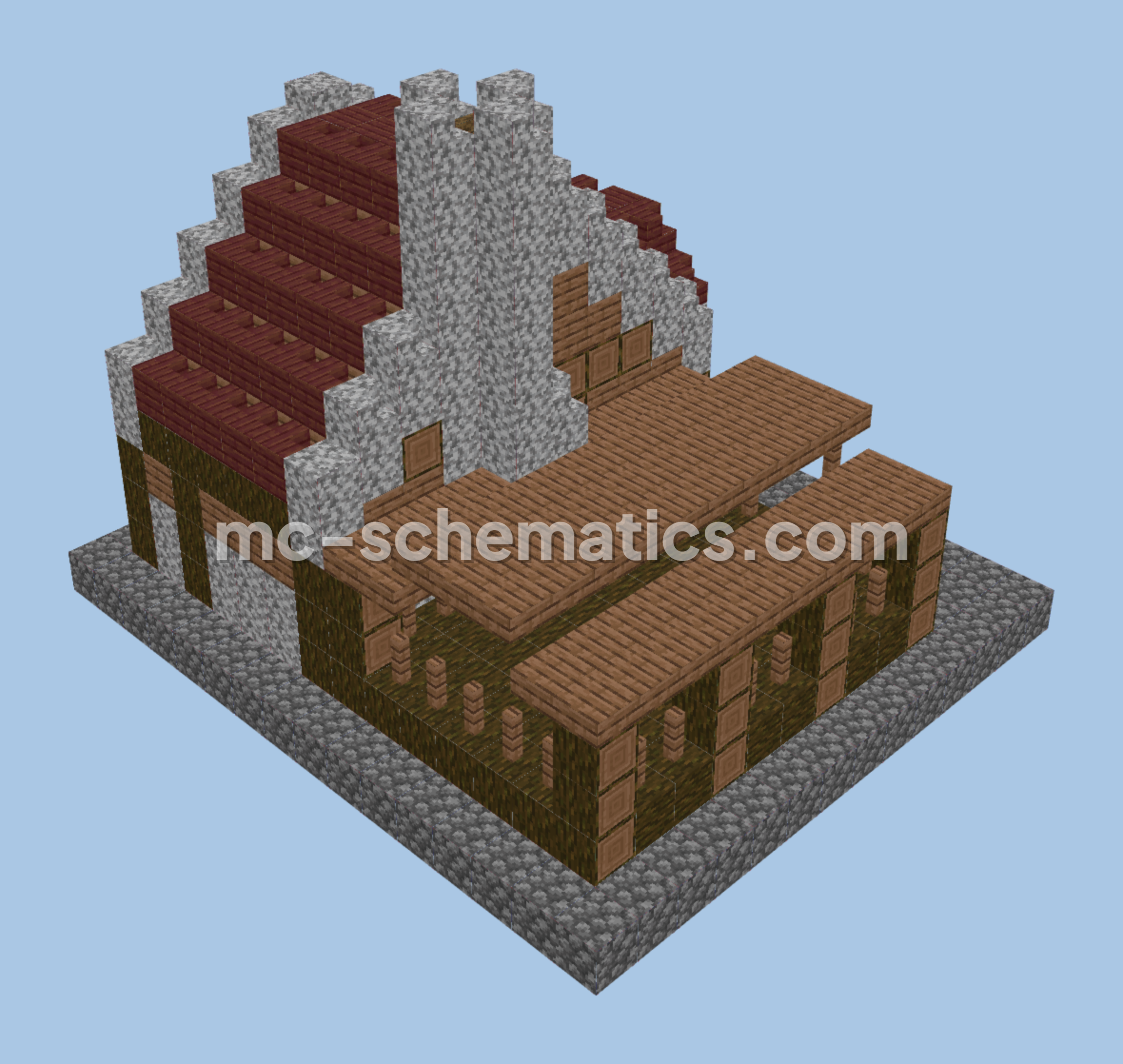 Rustic Farmhouse with Shop and Garden Minecraft schematic preview