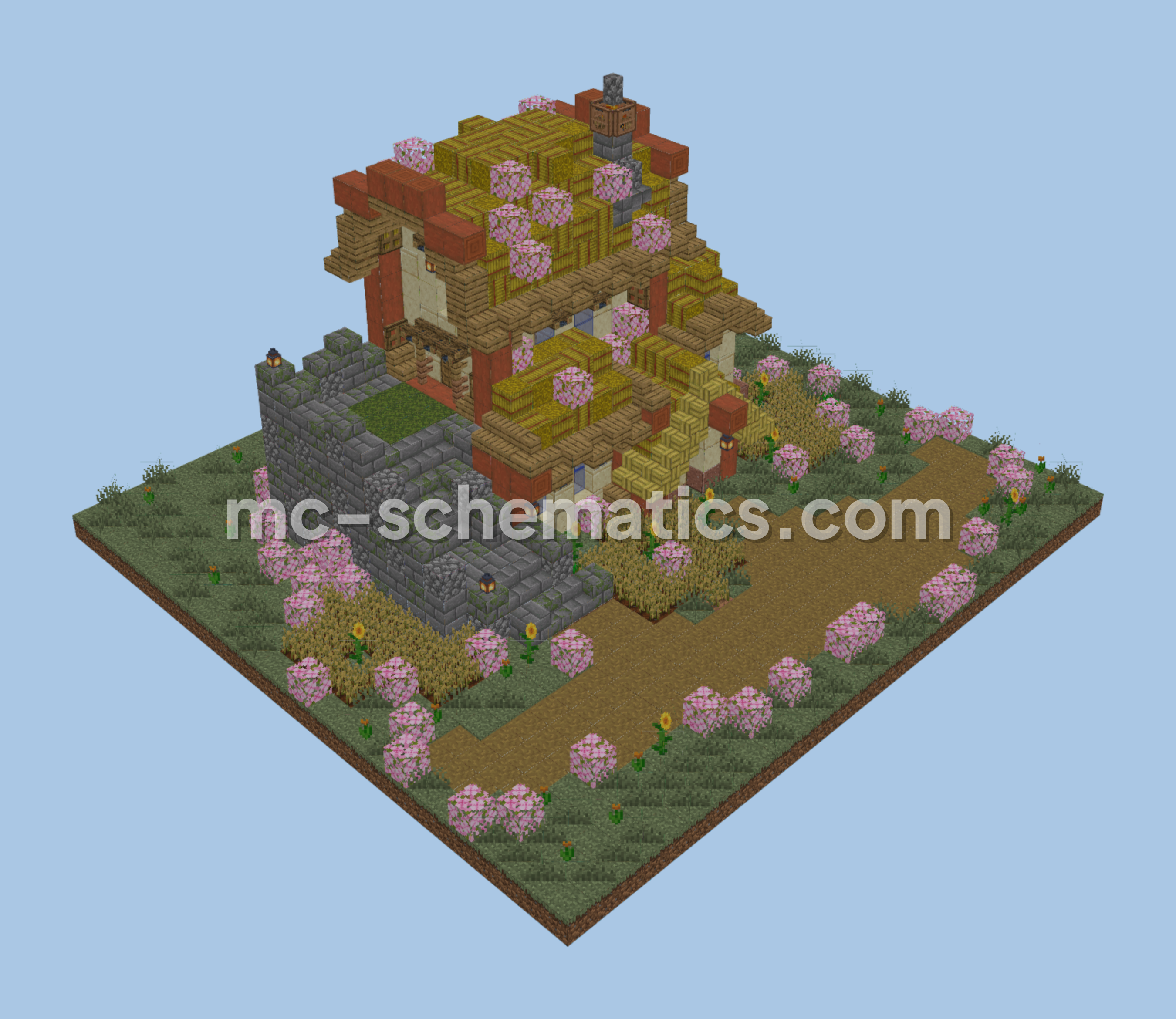 Rustic Hay Bale Cottage House Minecraft schematic preview