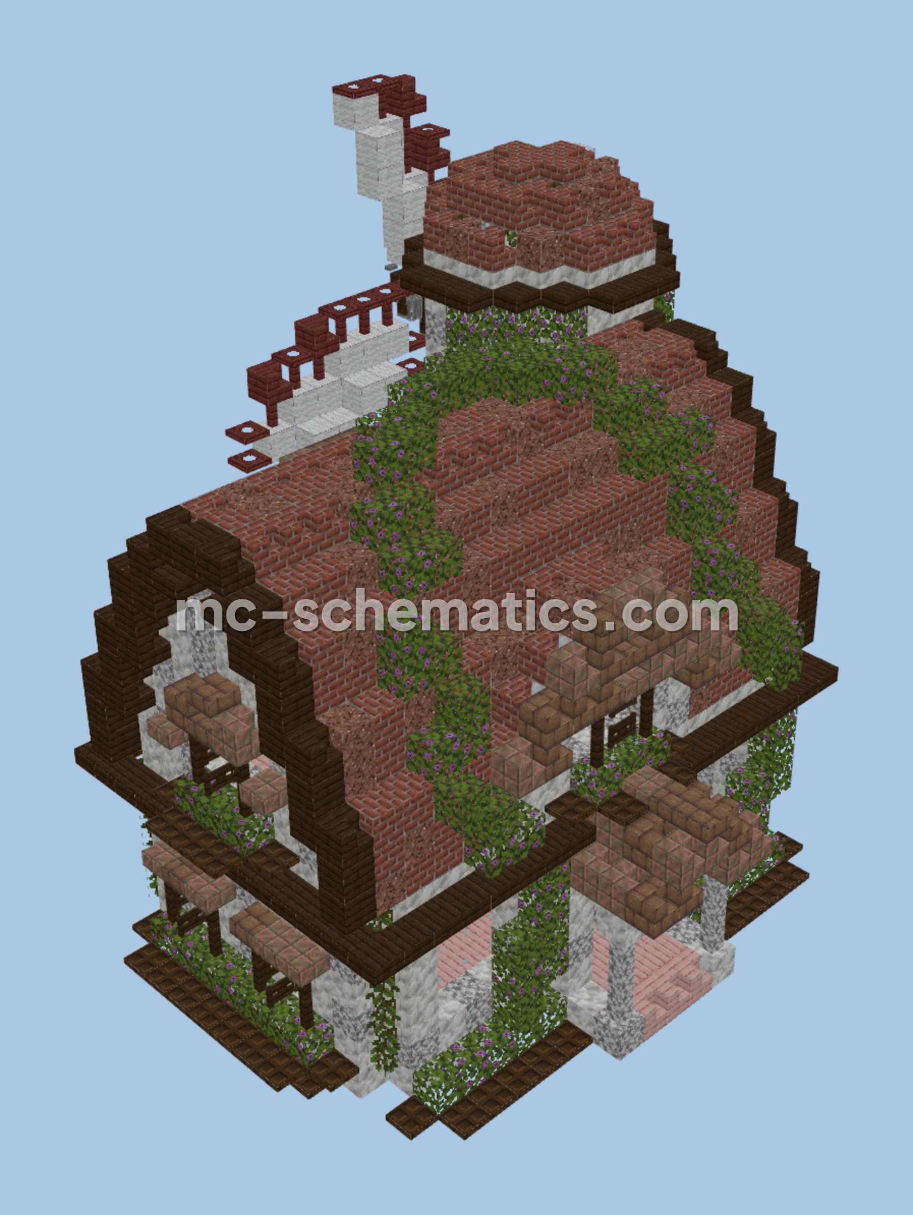 Rustic Hillside Mill House Minecraft schematic preview