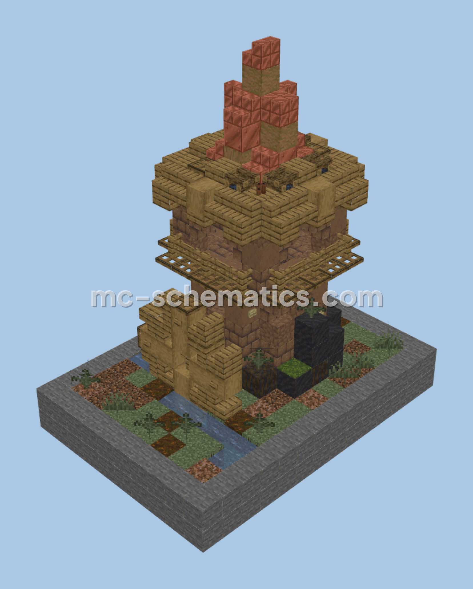 Rustic Medieval Watermill House Minecraft schematic preview