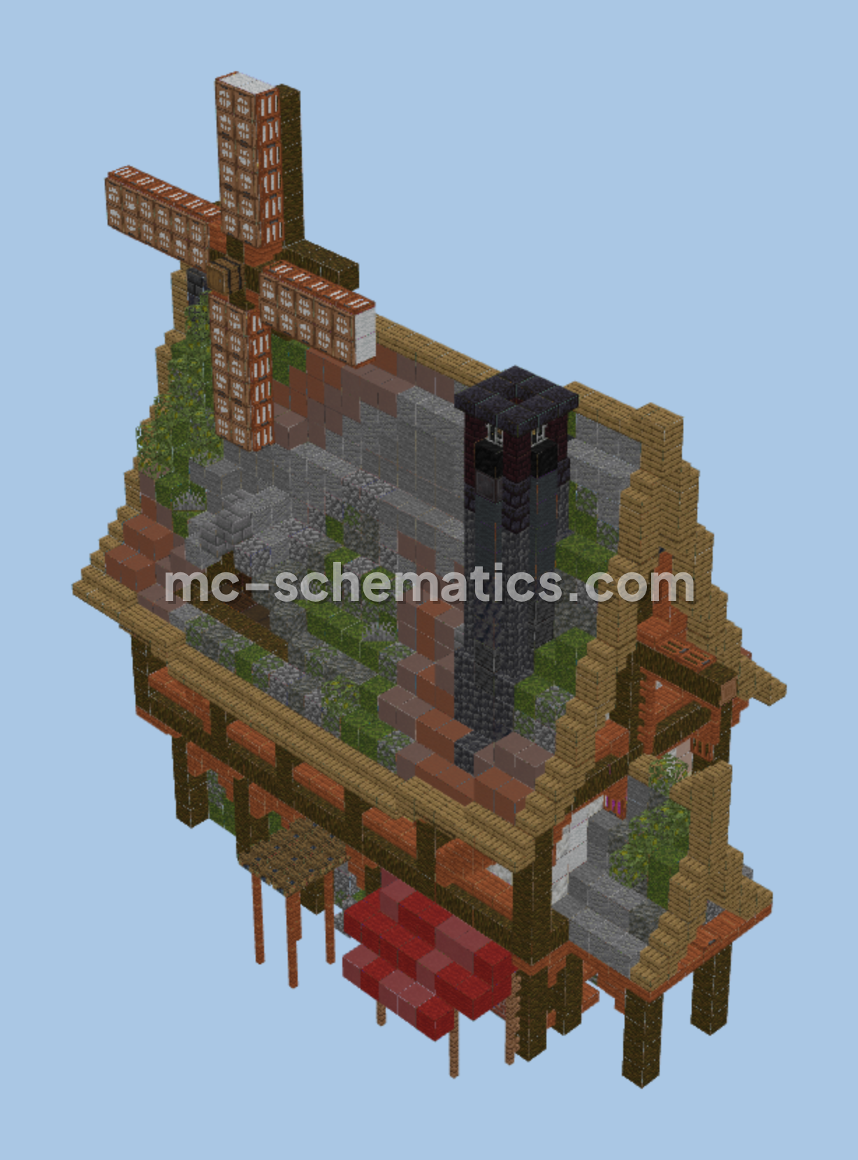 Rustic Windmill House Minecraft schematic preview