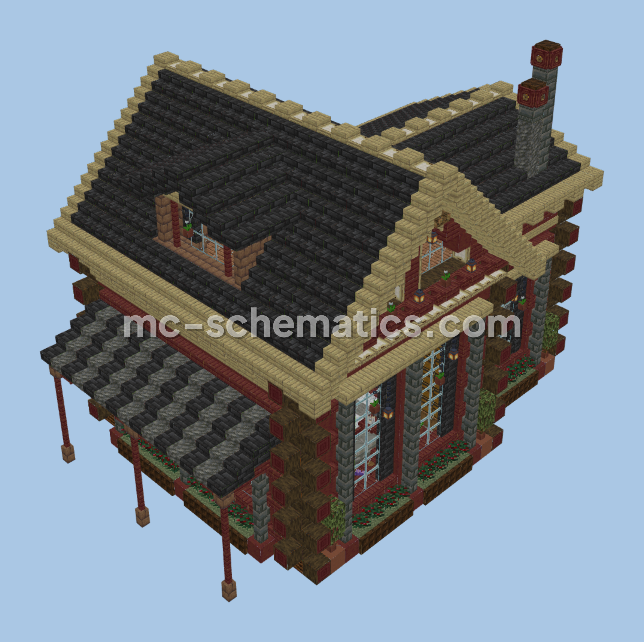 Rustic Wooden Cabin Minecraft Build Minecraft schematic preview