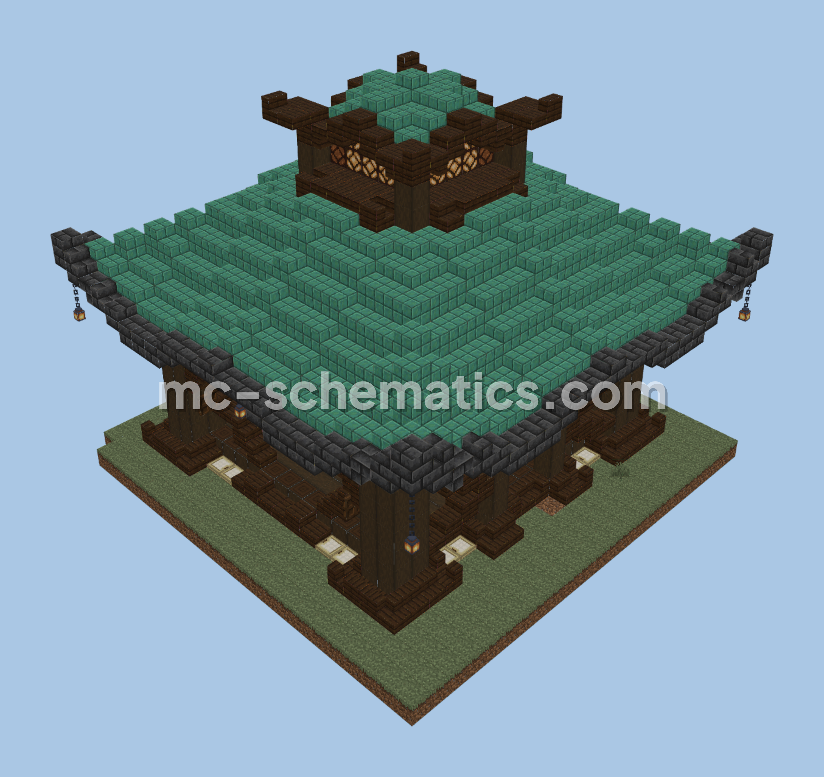 Savanna Riverside Asian Style Dojo Sanctuary Minecraft schematic preview
