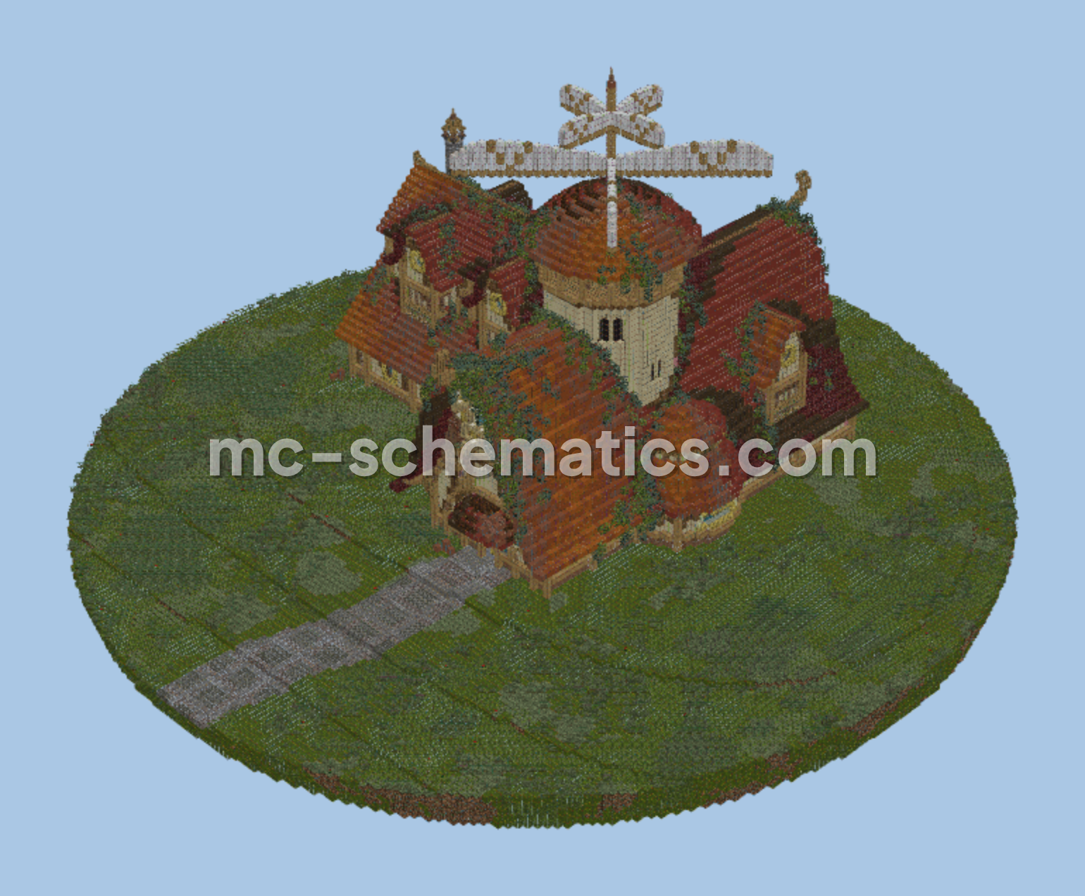 Scarlet-Vine Mill Large Decorative Build Minecraft schematic preview