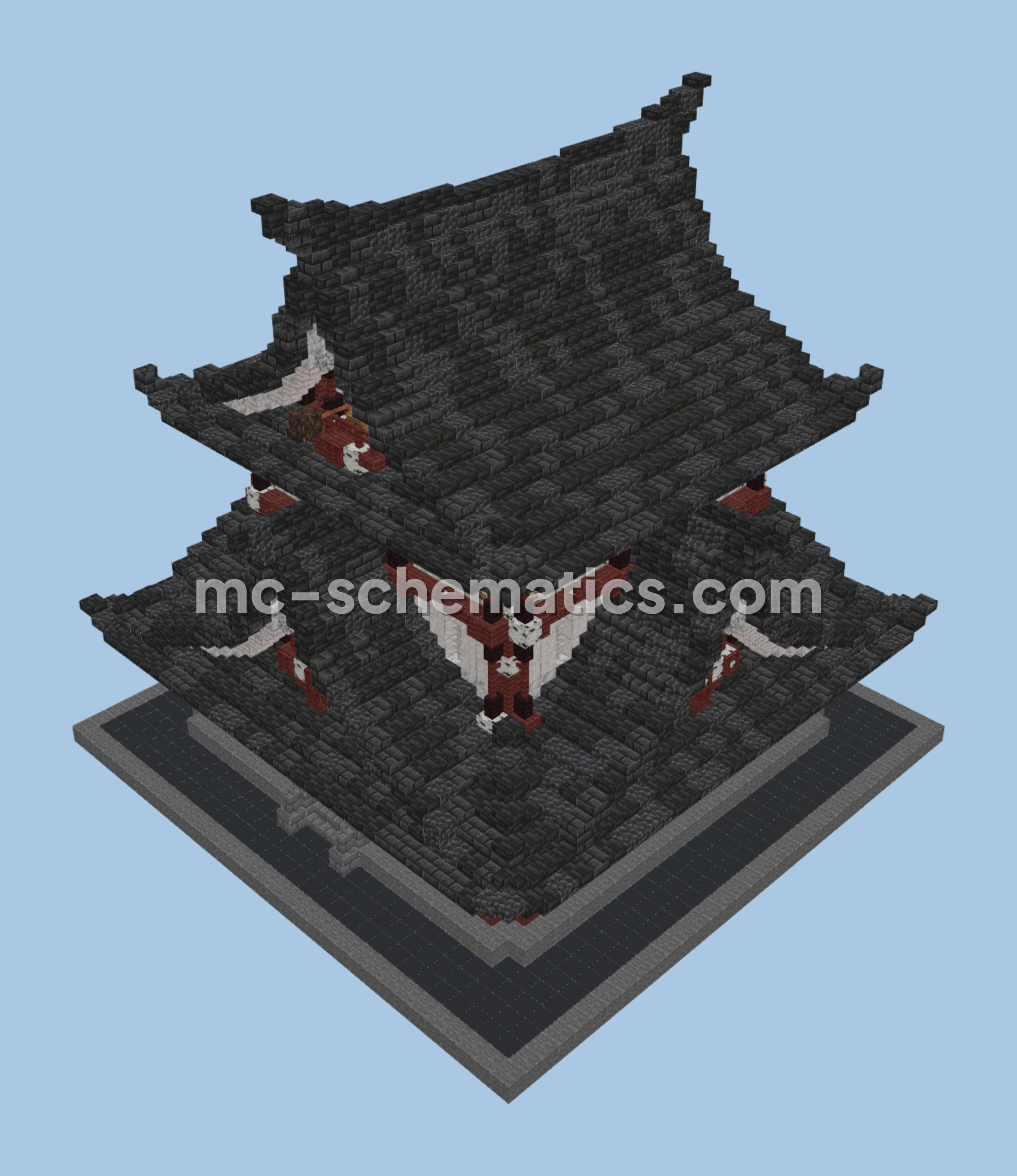 Serene Japanese Temple Structure Minecraft schematic preview
