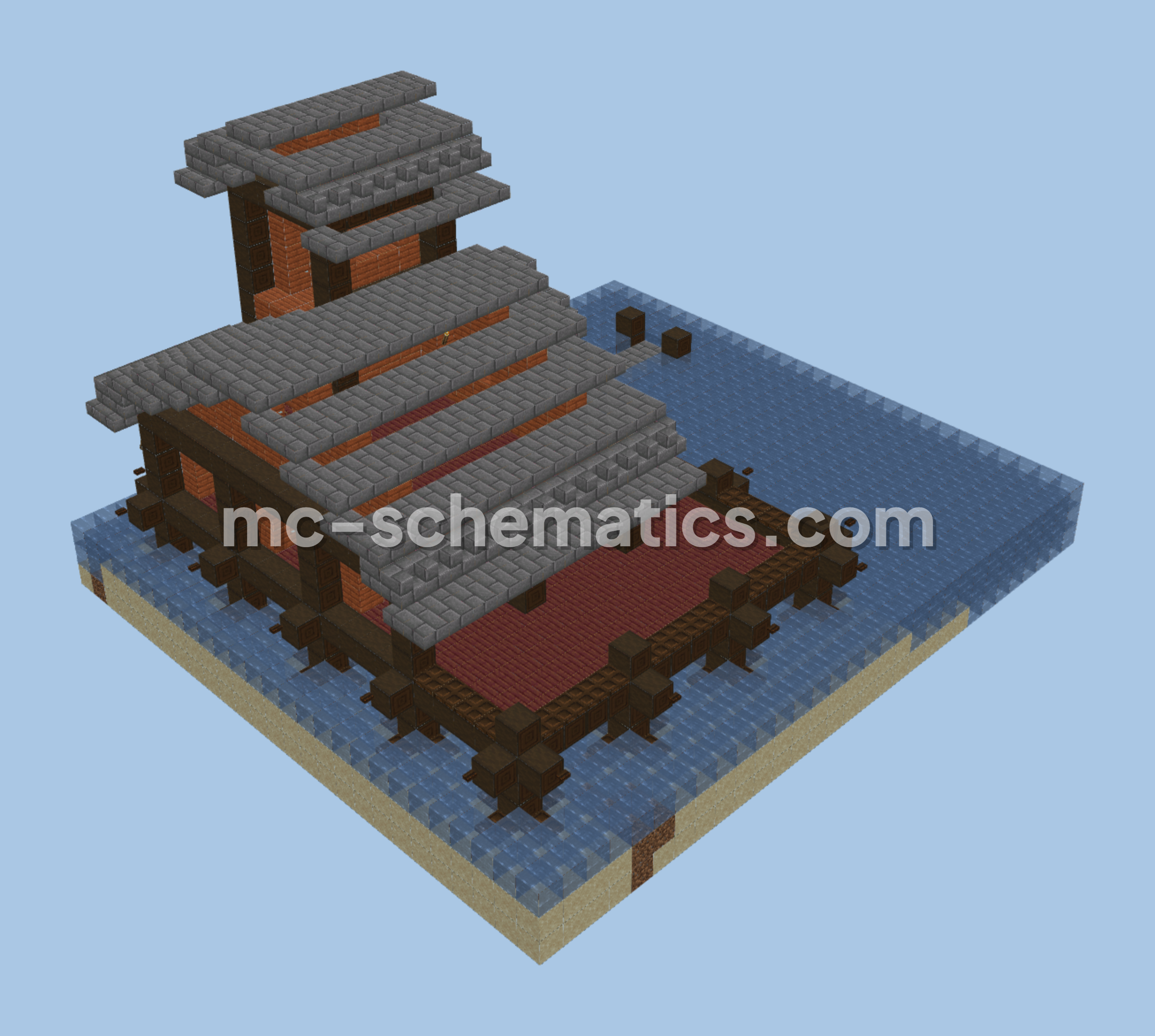Shallow Water Lake House Minecraft schematic preview