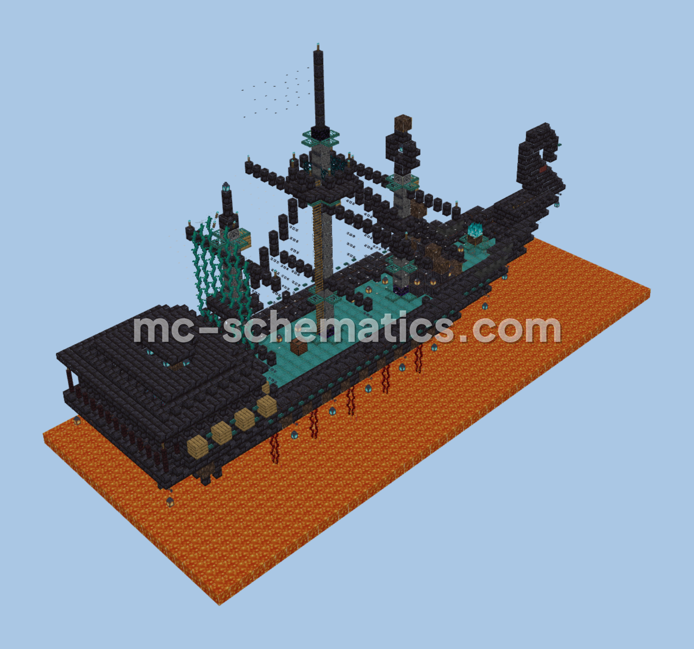 Silent Schooner Lava Boat Minecraft schematic preview