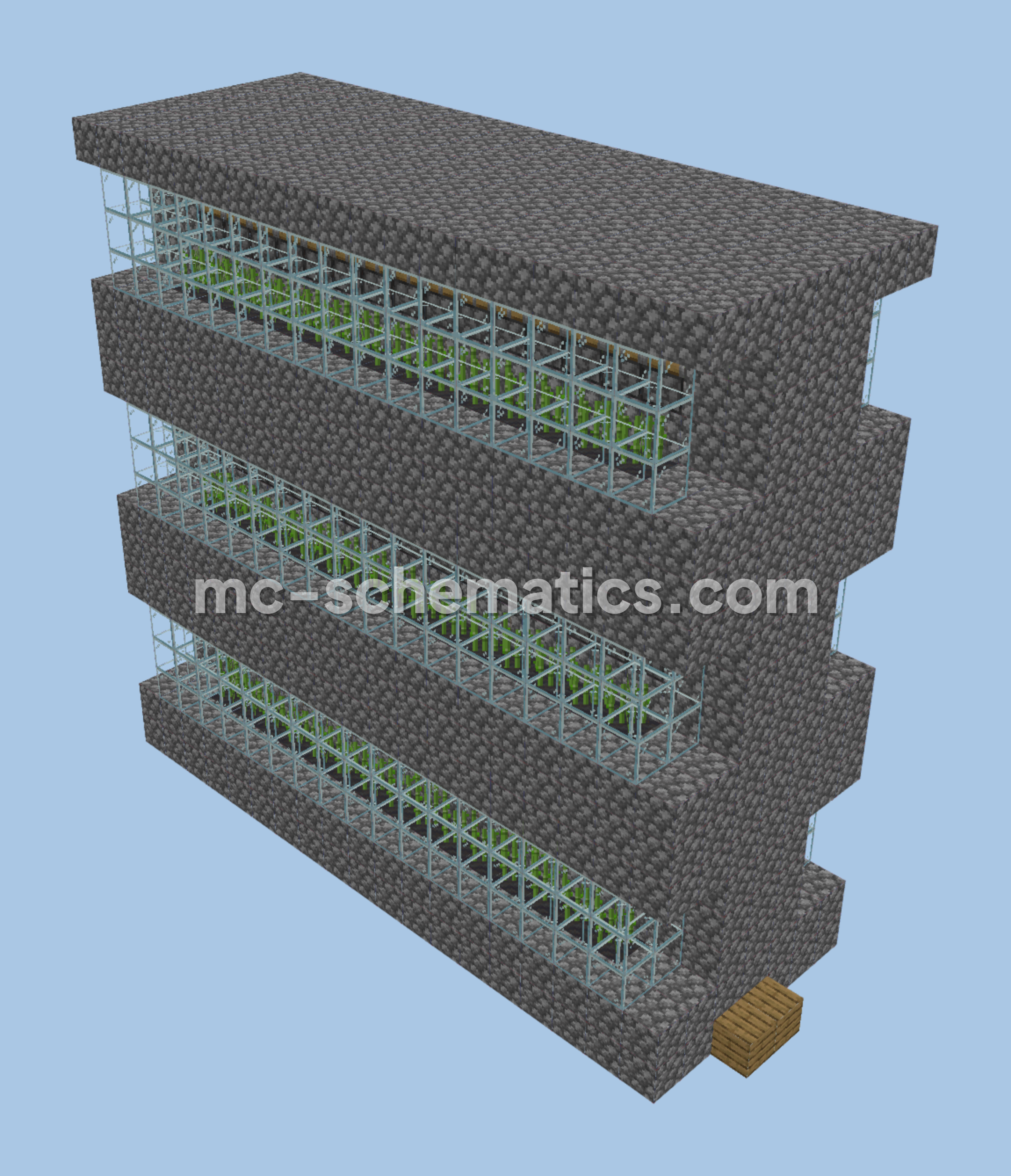 Simple 3-Tier Sugar Cane Farm Minecraft schematic preview