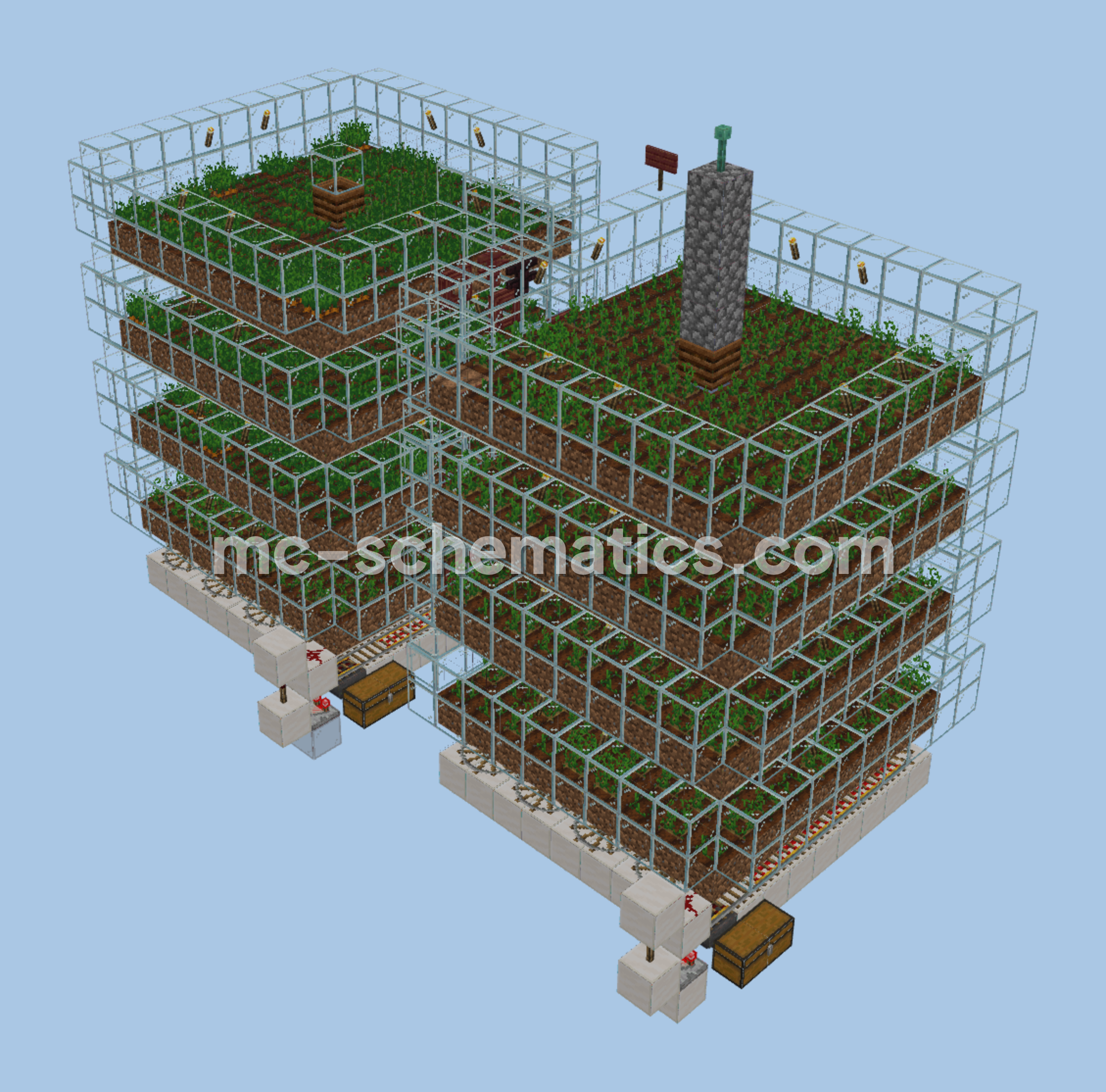 Simple Automatic Crop Farm Minecraft schematic preview