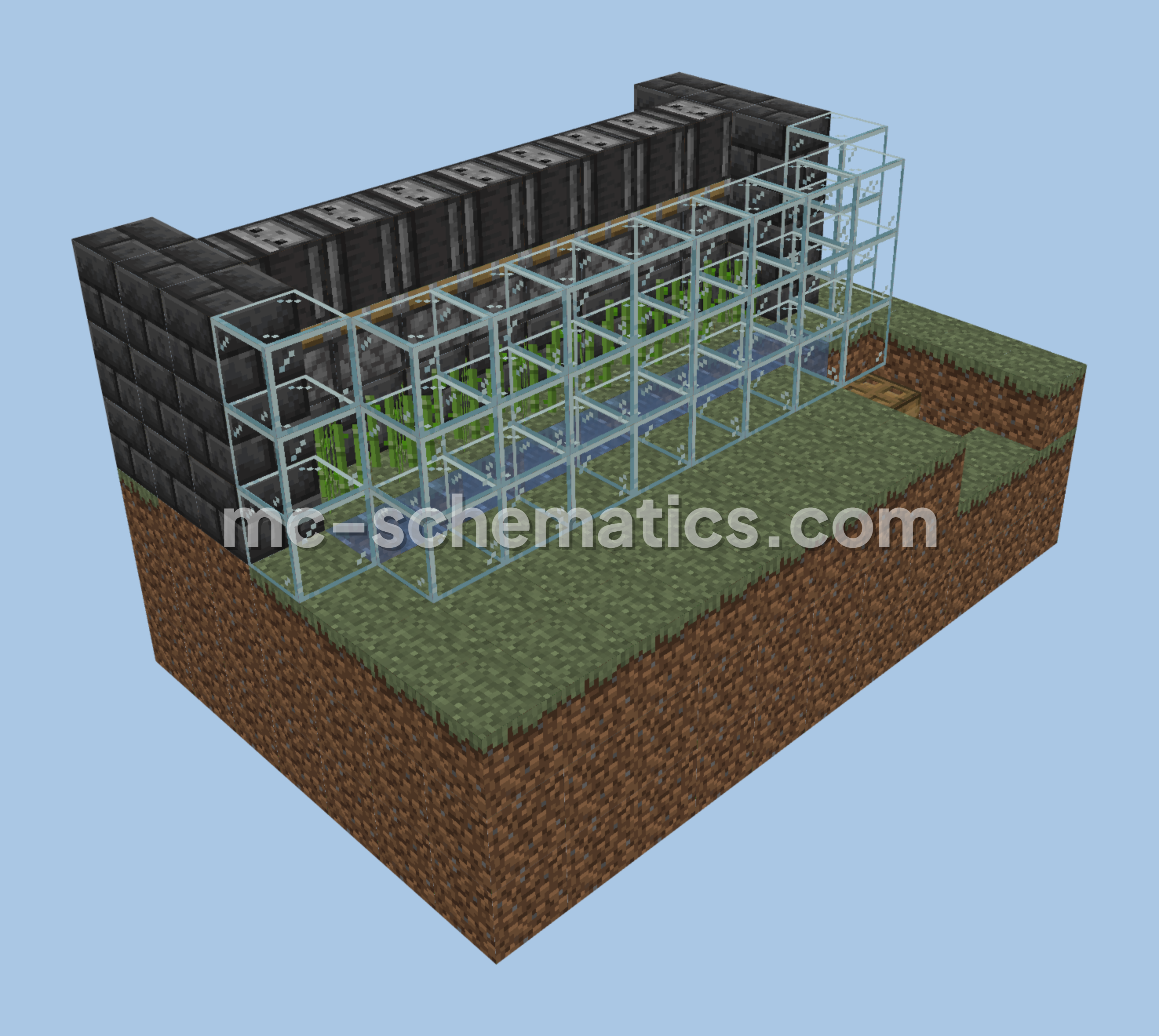 Simple Automatic Sugar Cane Farm Minecraft schematic preview