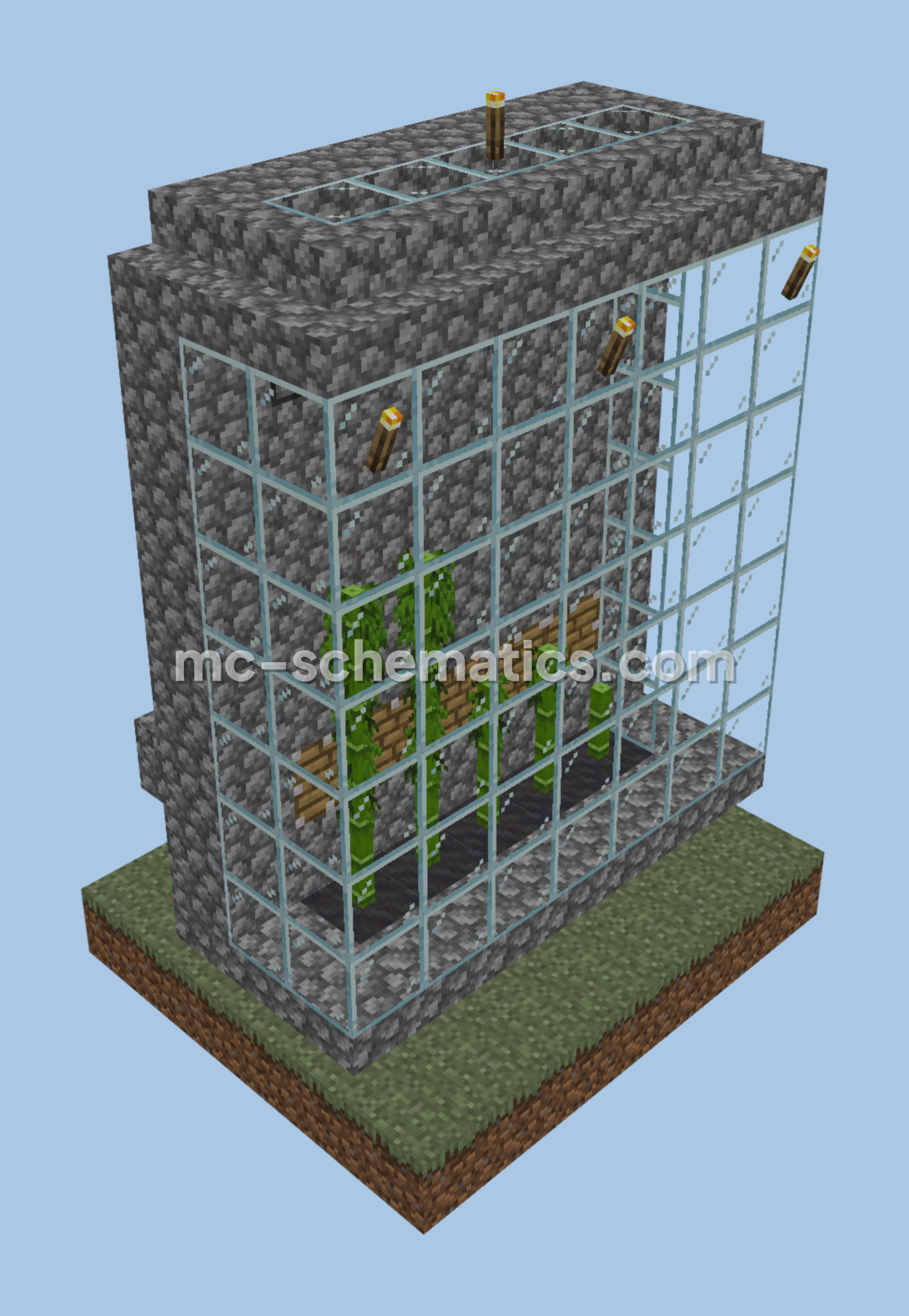 Simple Bamboo Farm For Any Version Minecraft schematic preview