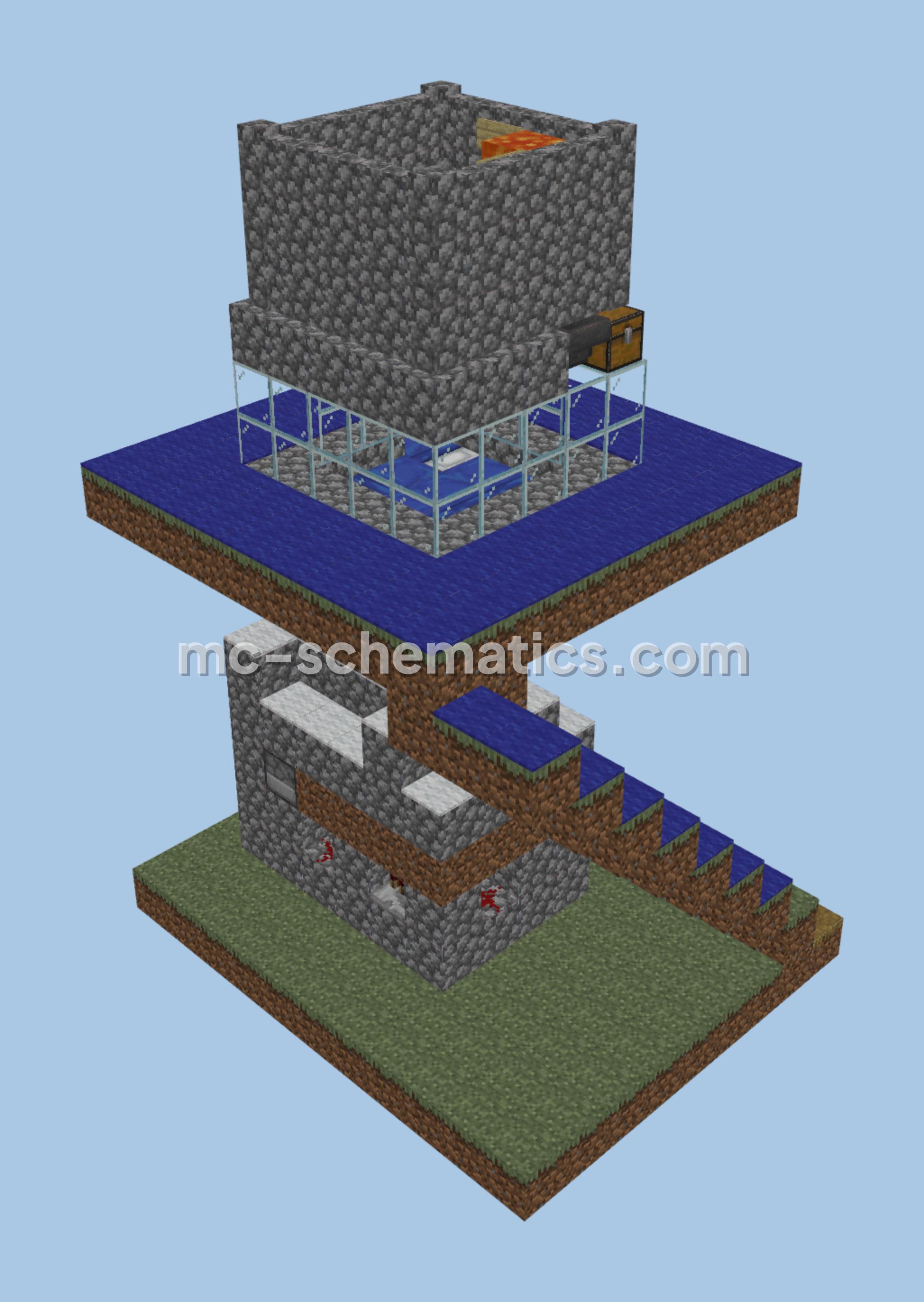 Simple Iron Farm With Chicken Farm Minecraft schematic preview