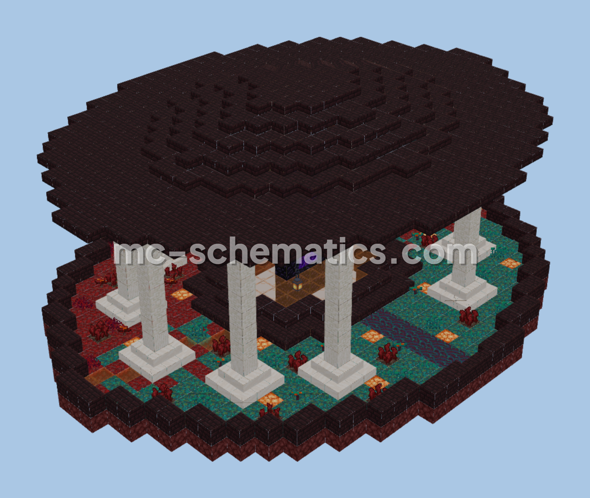 Simple Nether Hub Design Minecraft schematic preview