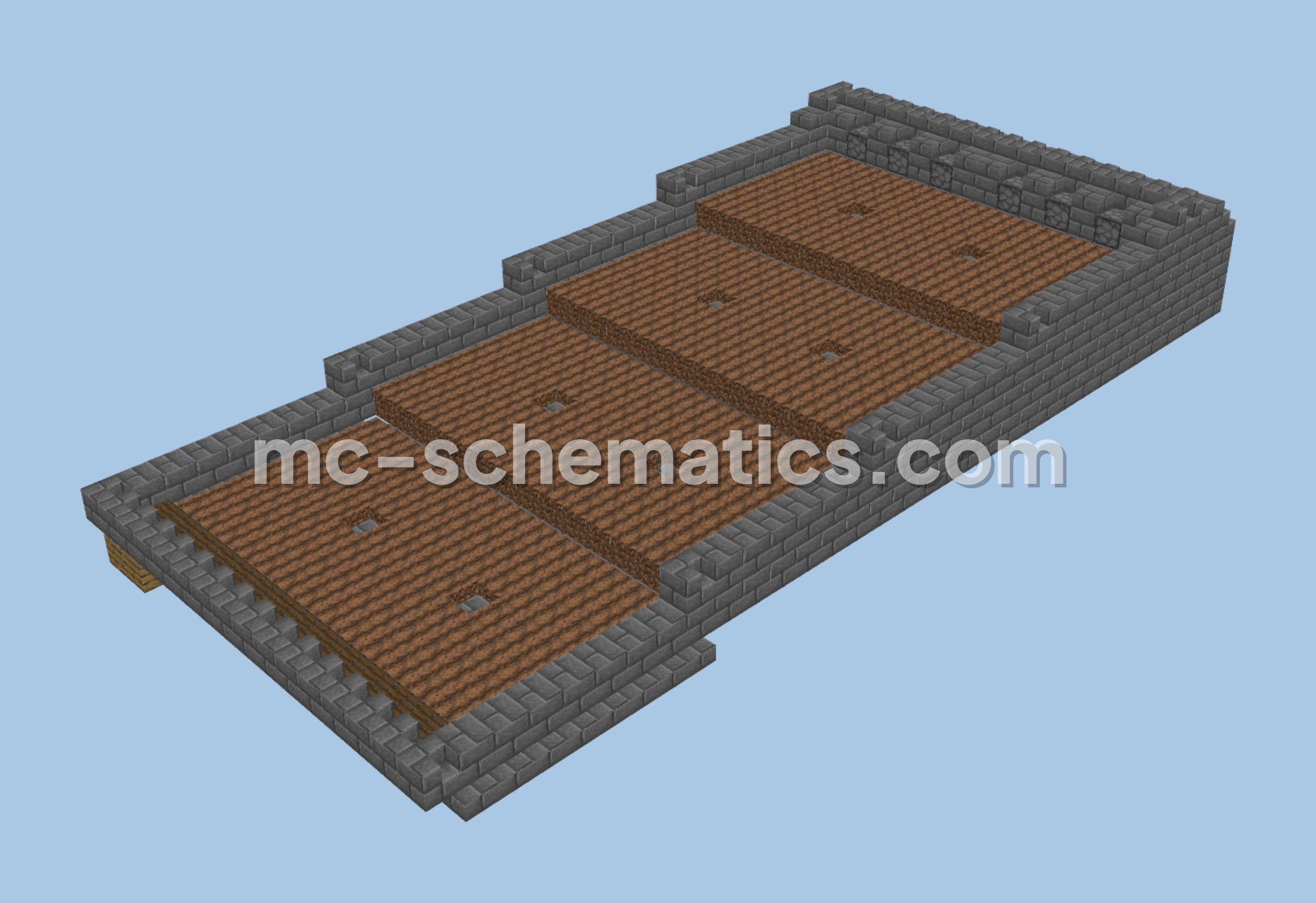 Simple Semi-Automatic Wheat Farm Minecraft schematic preview