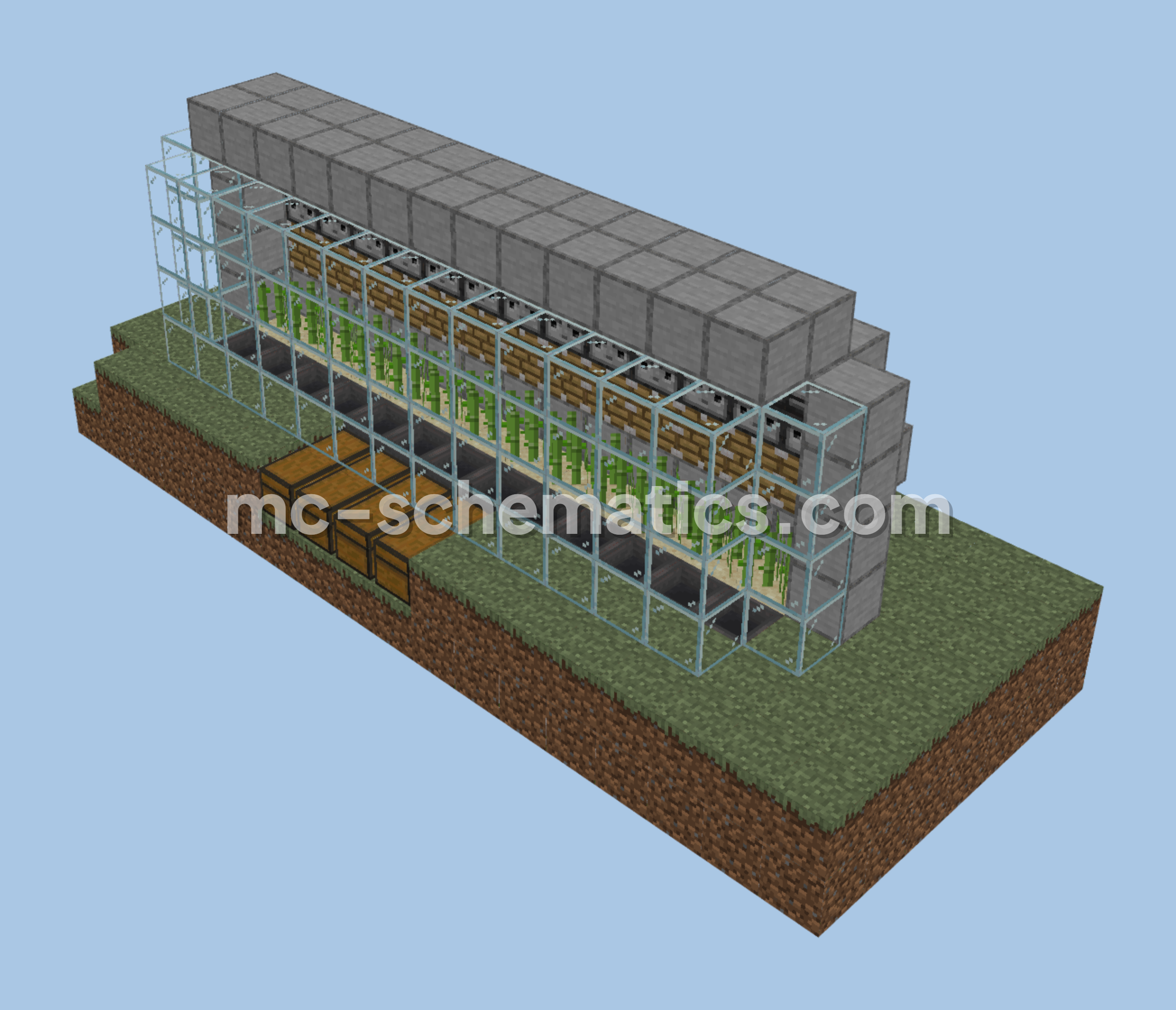 Simple Sugar Cane Farm Design Minecraft schematic preview