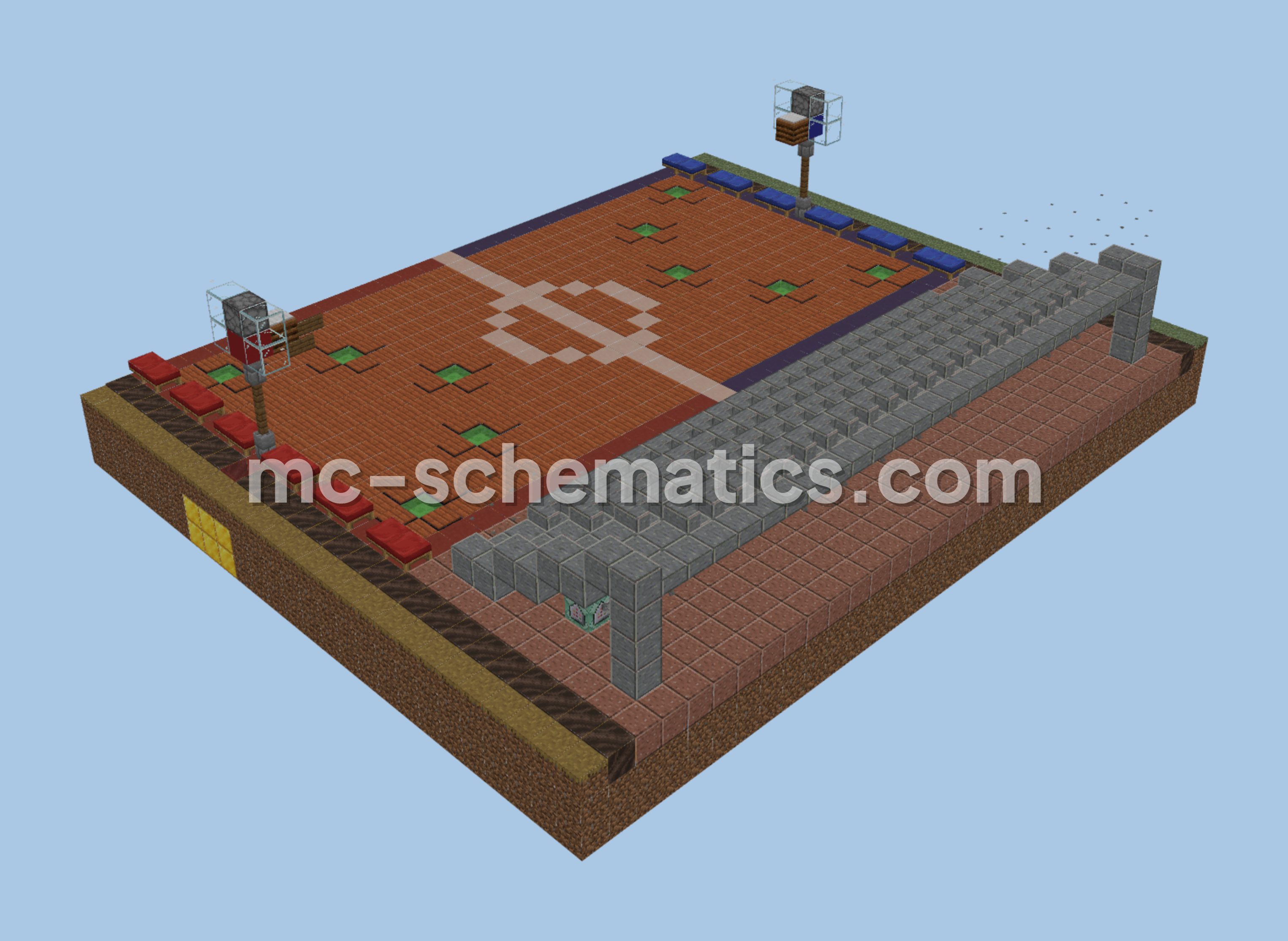 Slime Block Basketball Court With Scoreboard Minecraft schematic preview