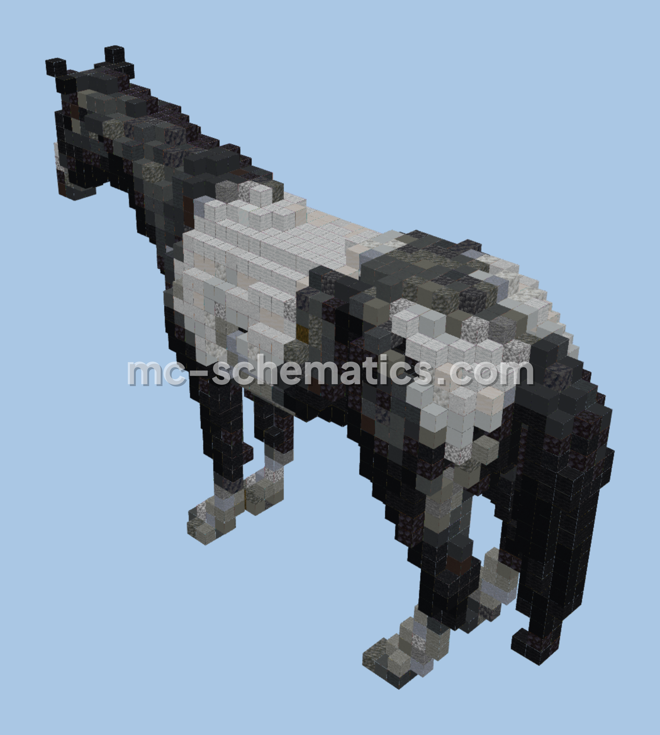 Small Black and White Horse Statue Minecraft schematic preview