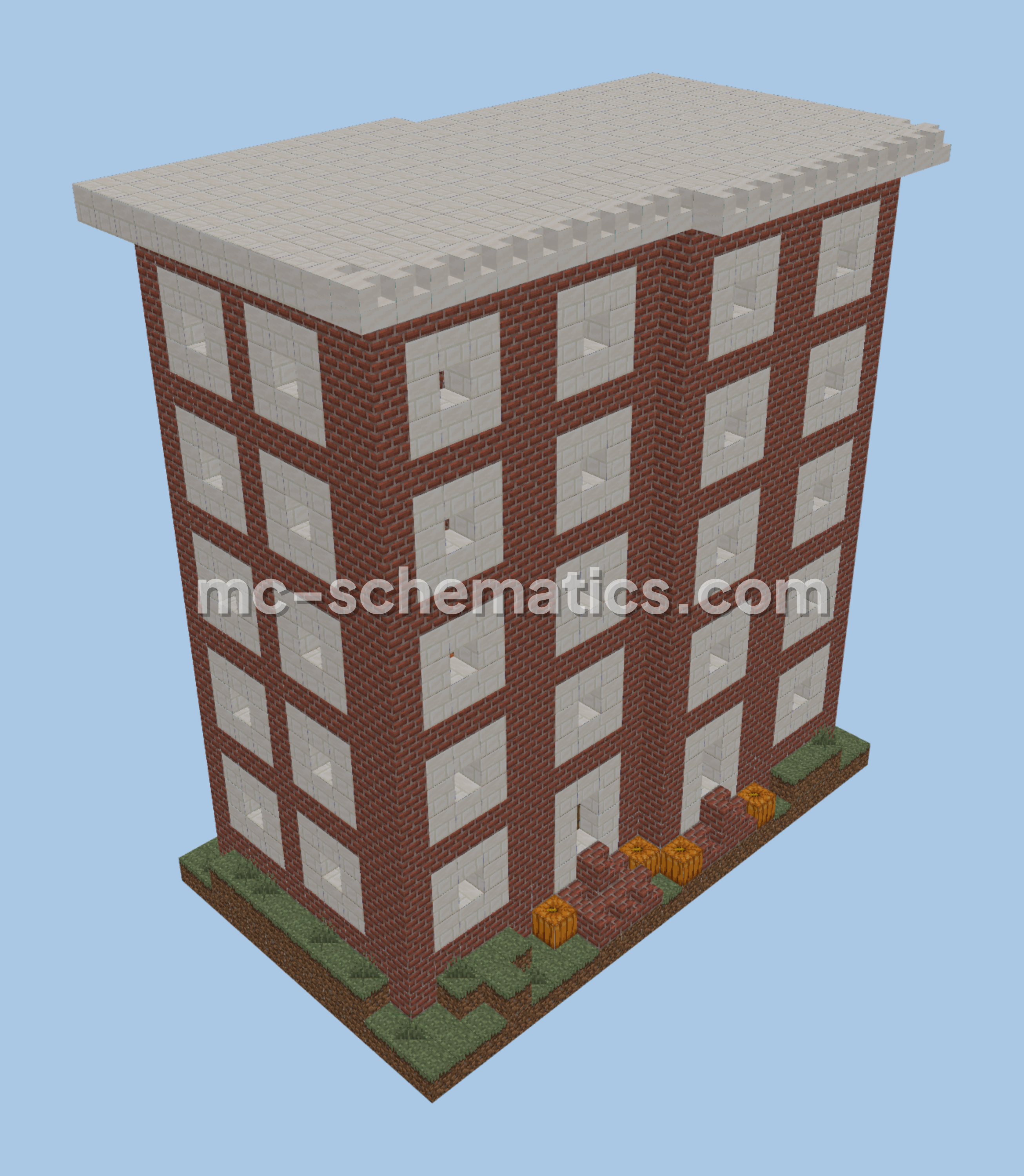 Small Brick Townhouse With Jack-o-Lanterns Minecraft schematic preview