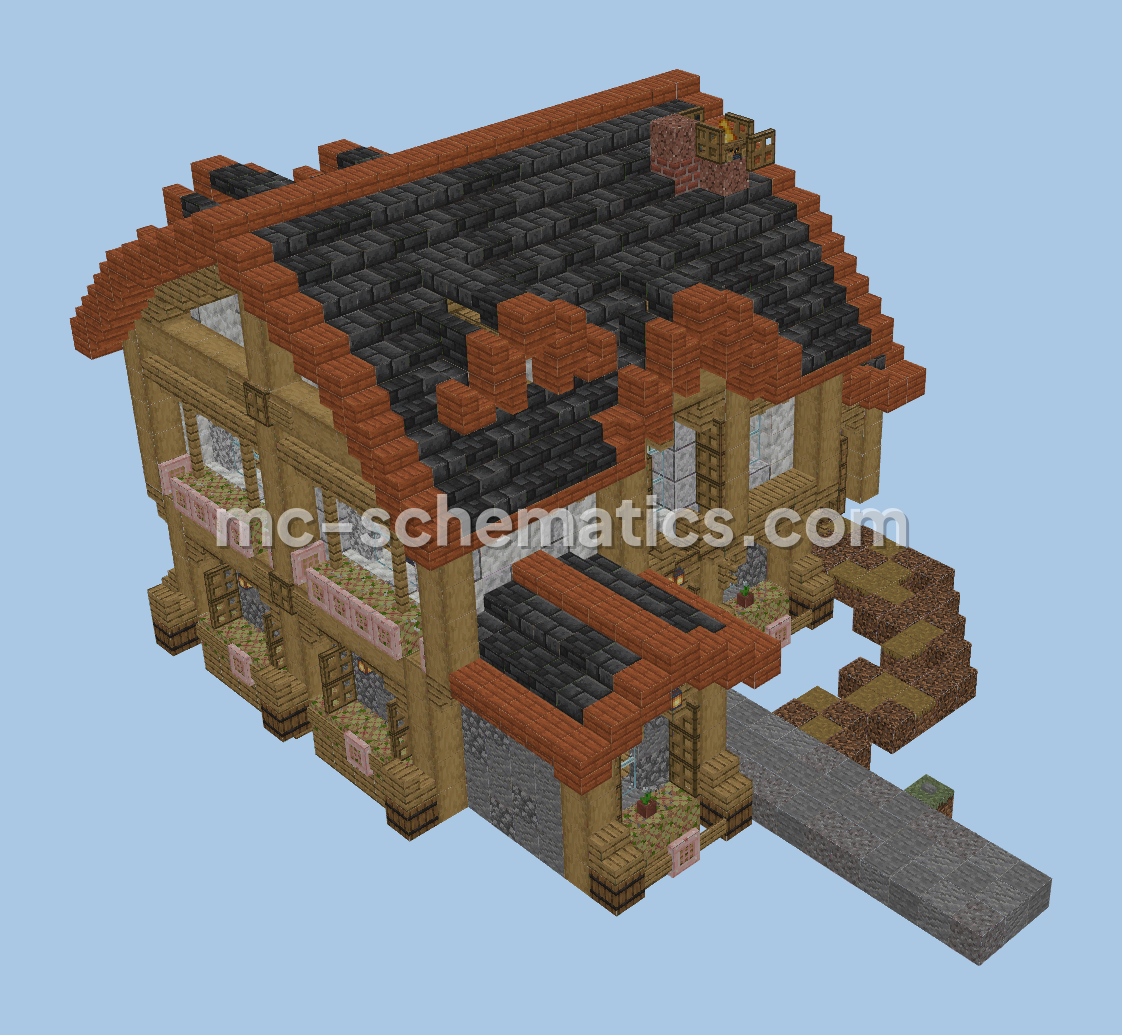 Small Decorated Medieval House Schematic Minecraft schematic preview