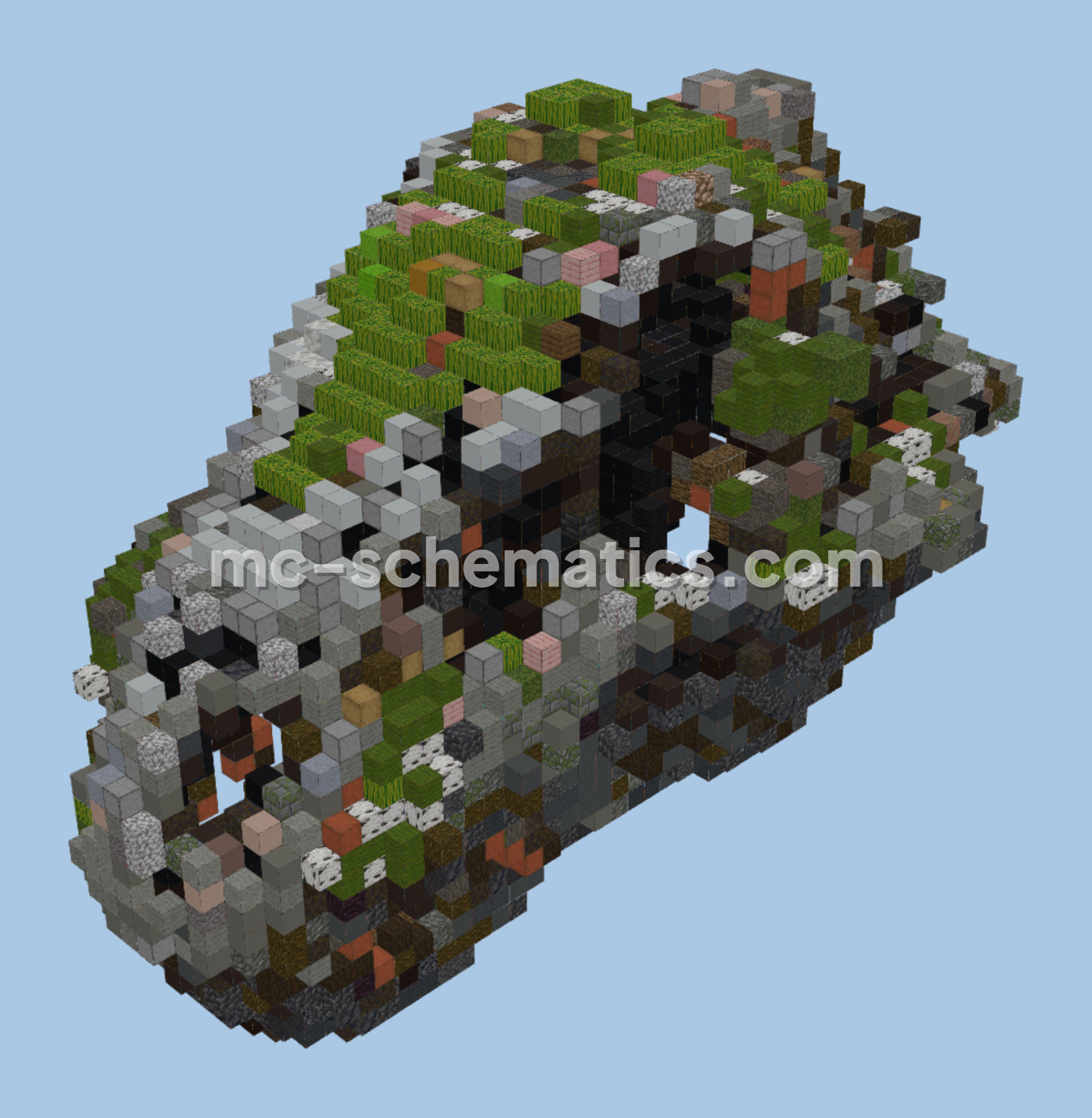 Small Dinosaur Skull Statue Minecraft schematic preview
