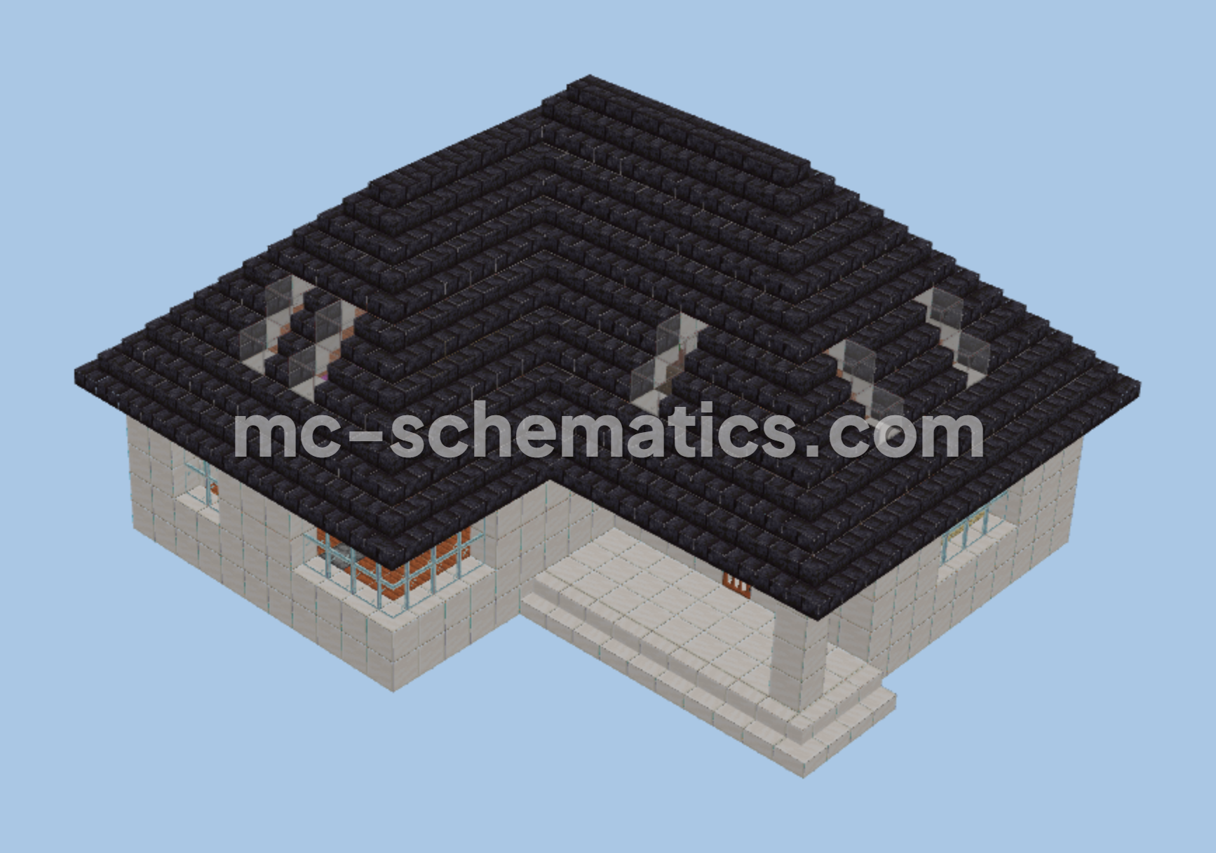 Small Furnished Quartz House Minecraft schematic preview