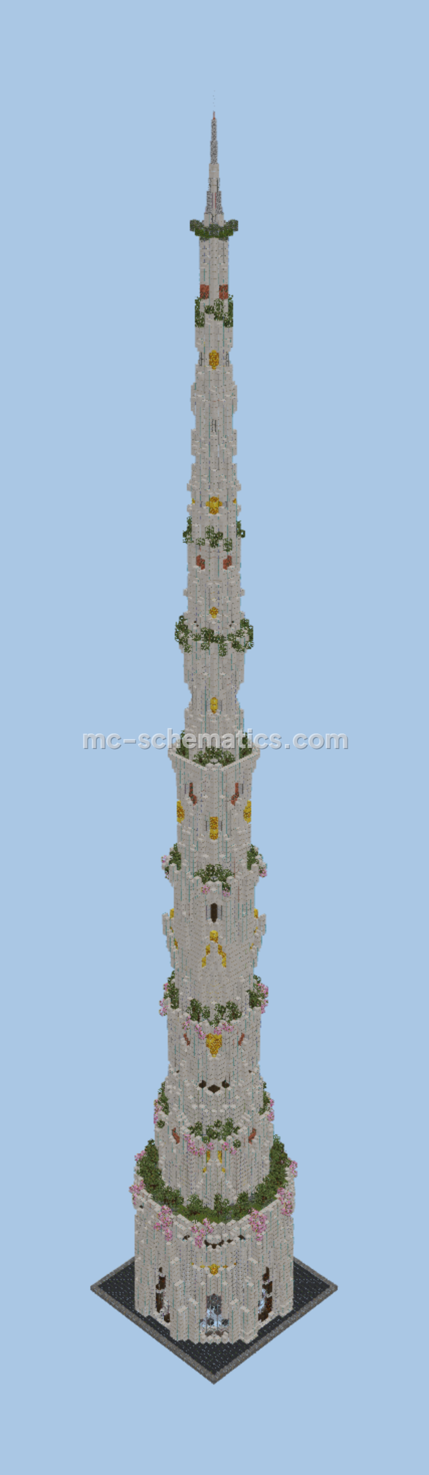 Solarpunk Quartz Tower Minecraft schematic preview