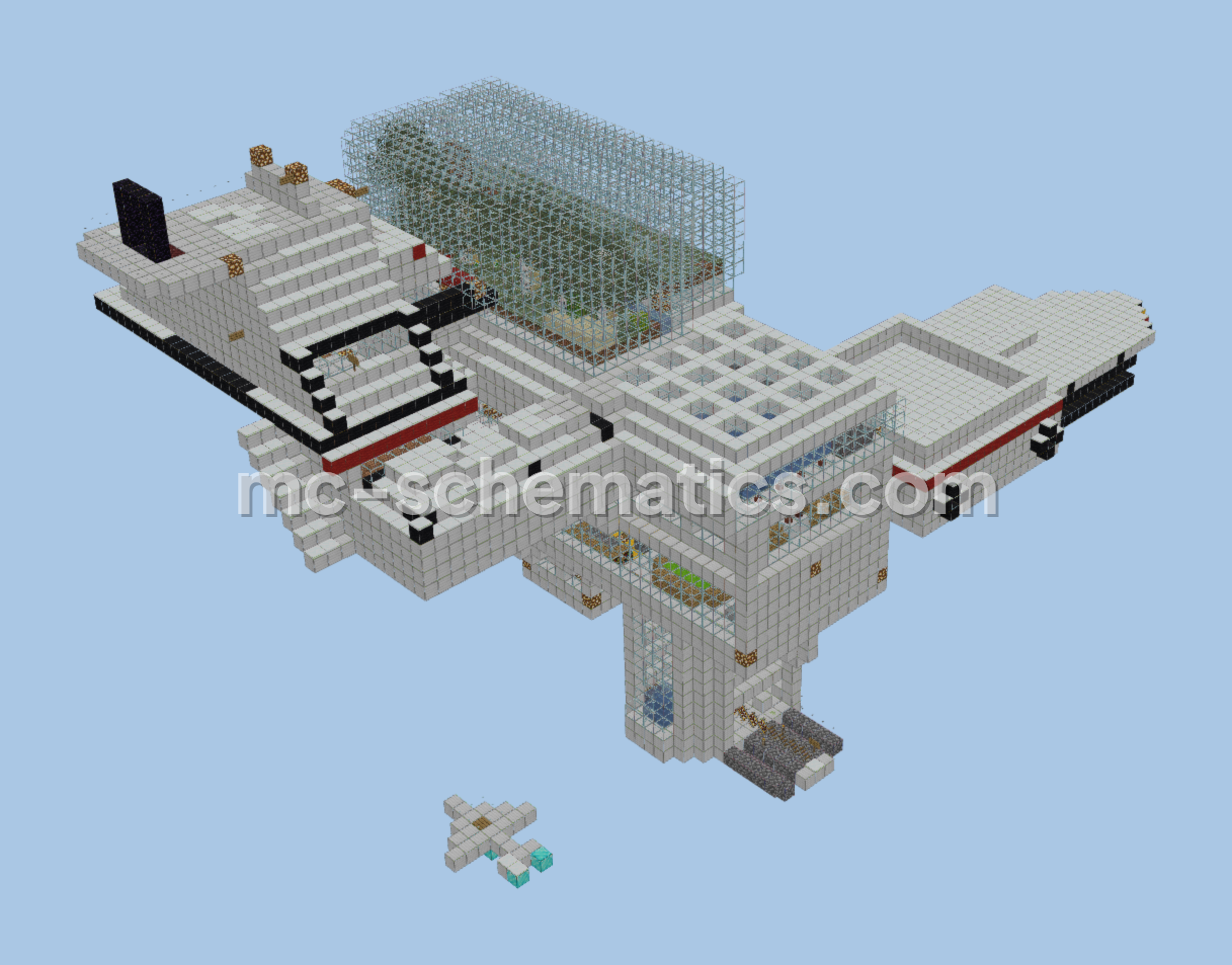 Spacious Futuristic Sky Base Minecraft schematic preview