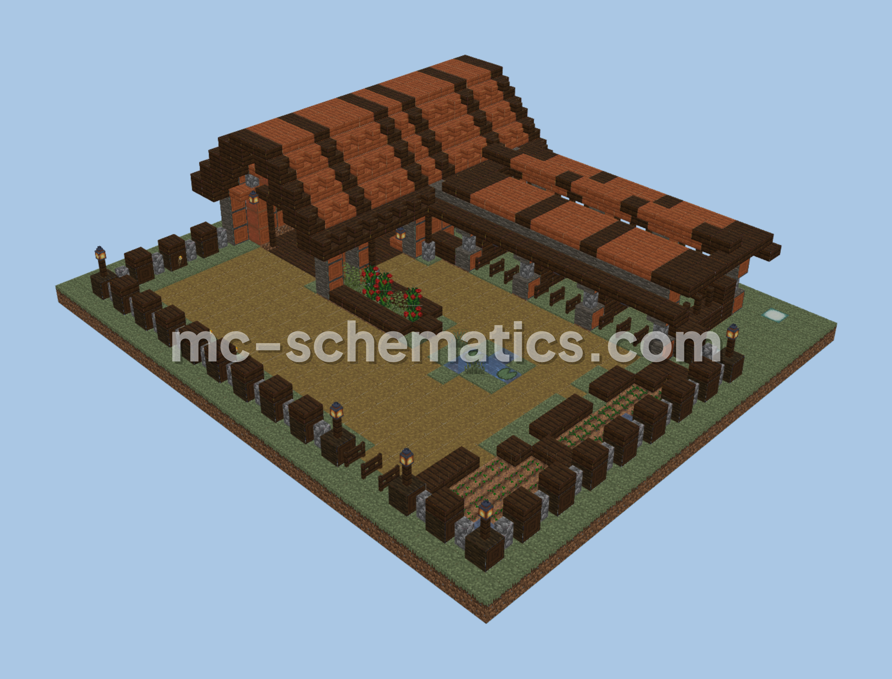 Spacious Oak Barn for Survival Minecraft schematic preview