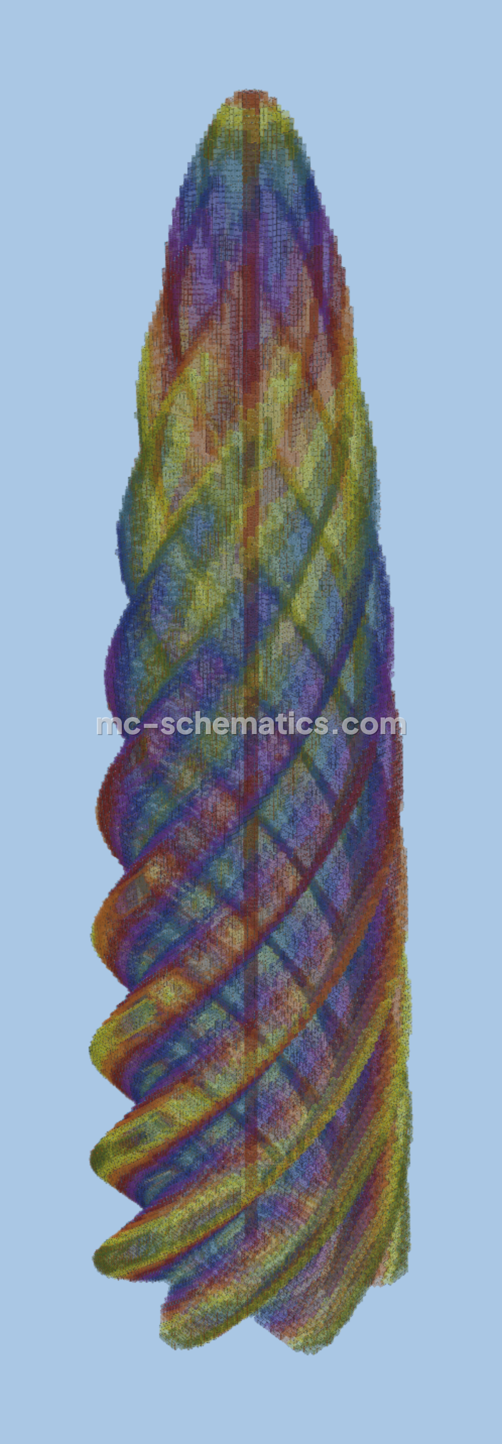 Spiral Rainbow Tower Minecraft schematic preview