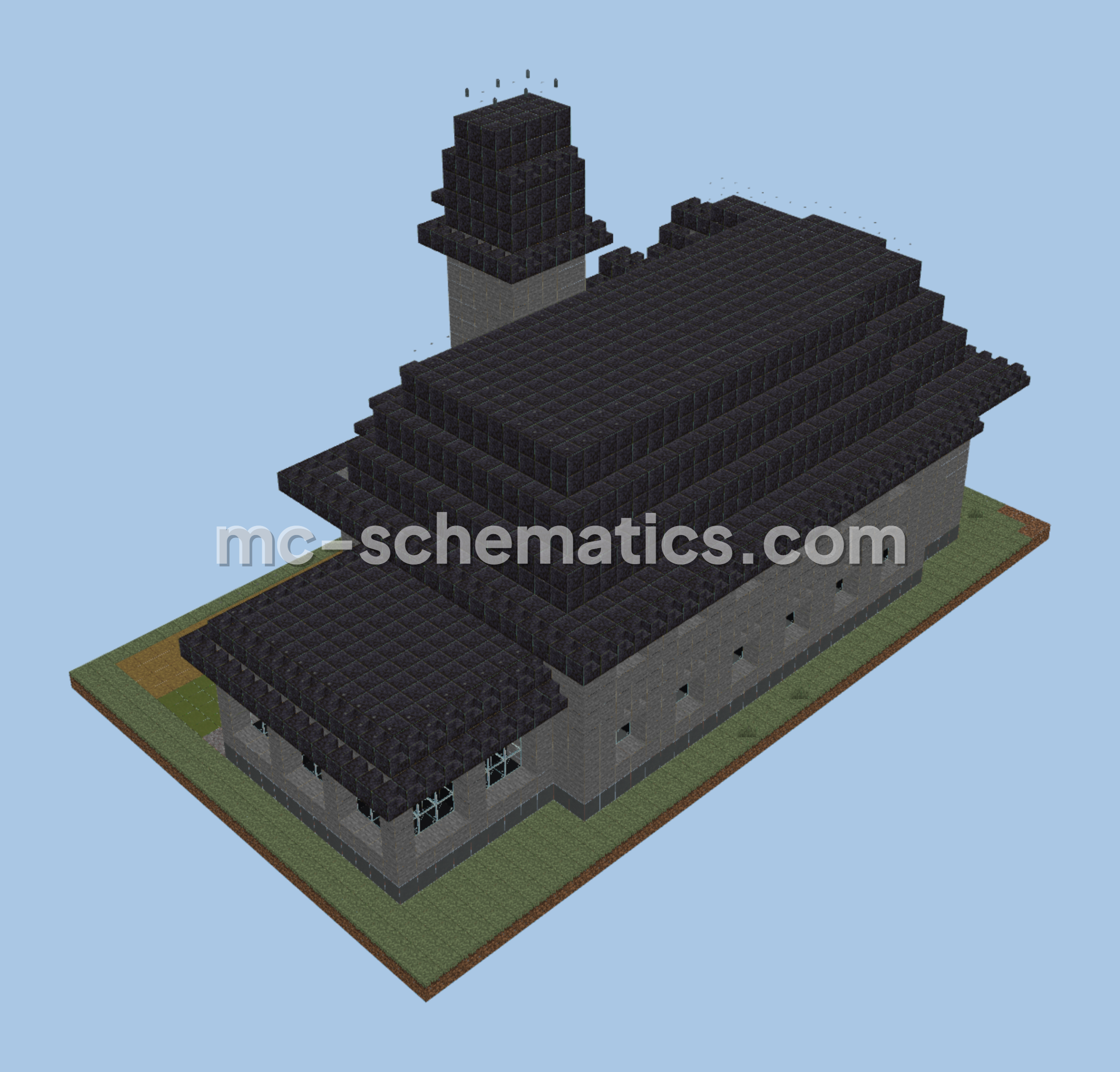 Spooky Addams Family Mansion House Minecraft schematic preview
