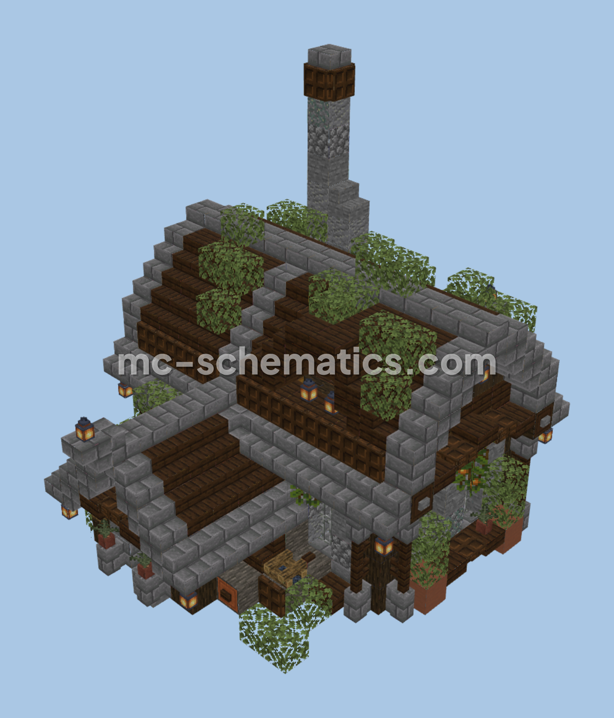 Spruce Cabin World Rustic Home Minecraft schematic preview