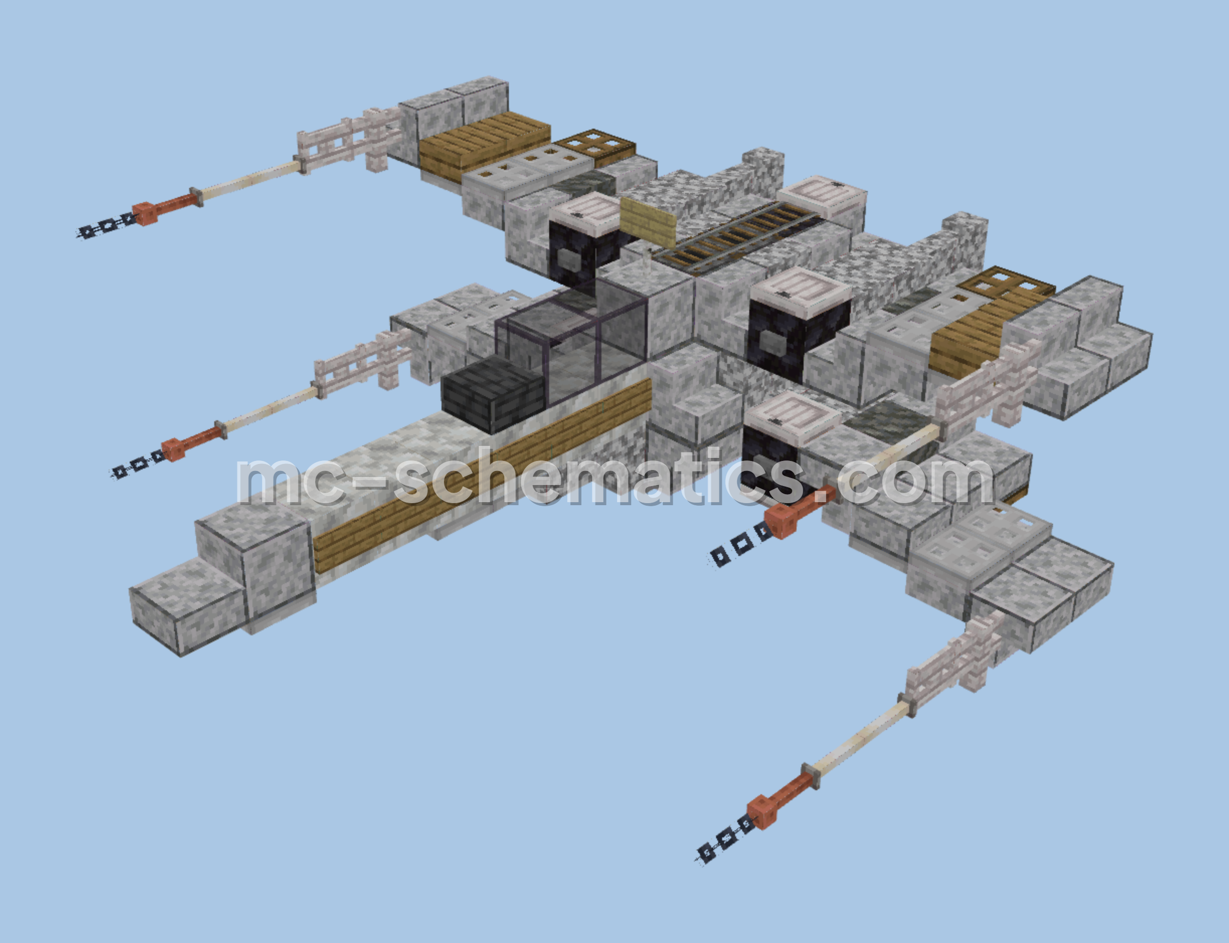 Star Wars X-Wing Starfighter Minecraft schematic preview