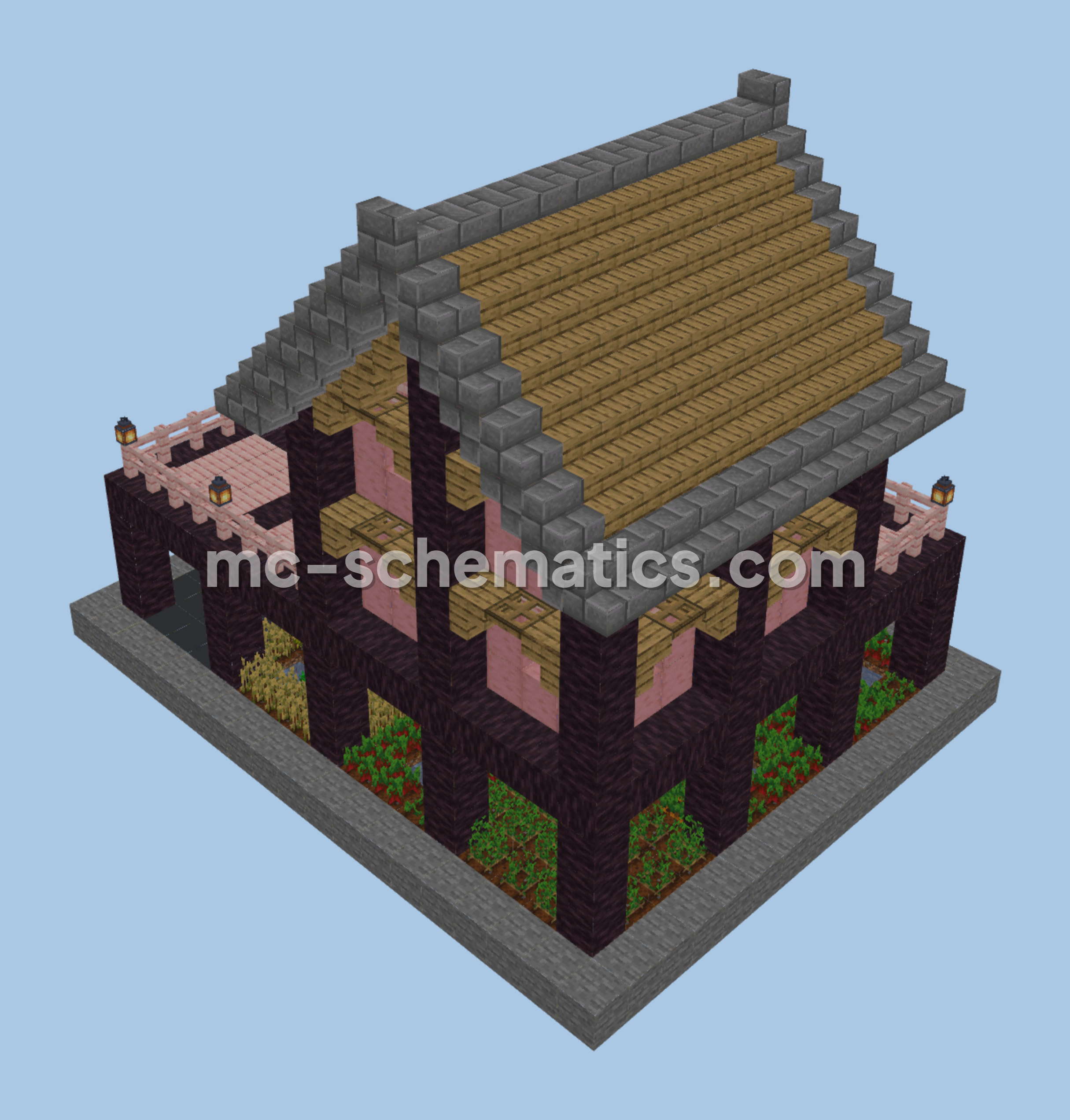 Starter House and Farm Structure Minecraft schematic preview