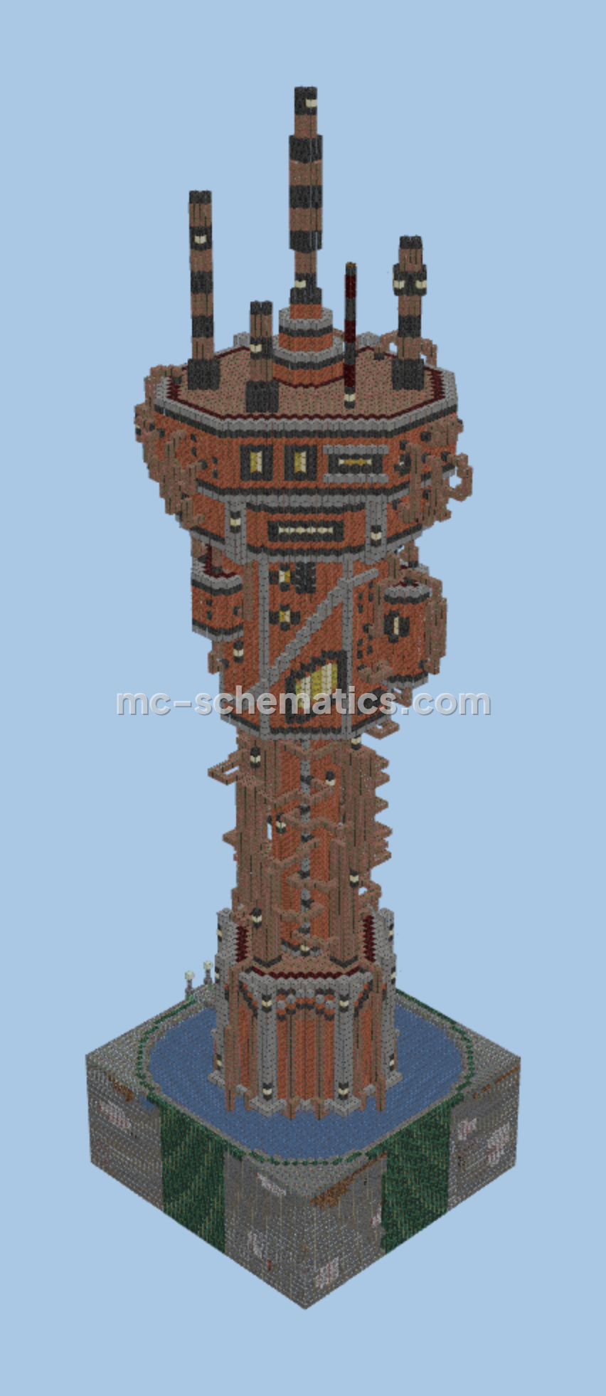 Steampunk Skyscraper Model 5 Tower Minecraft schematic preview