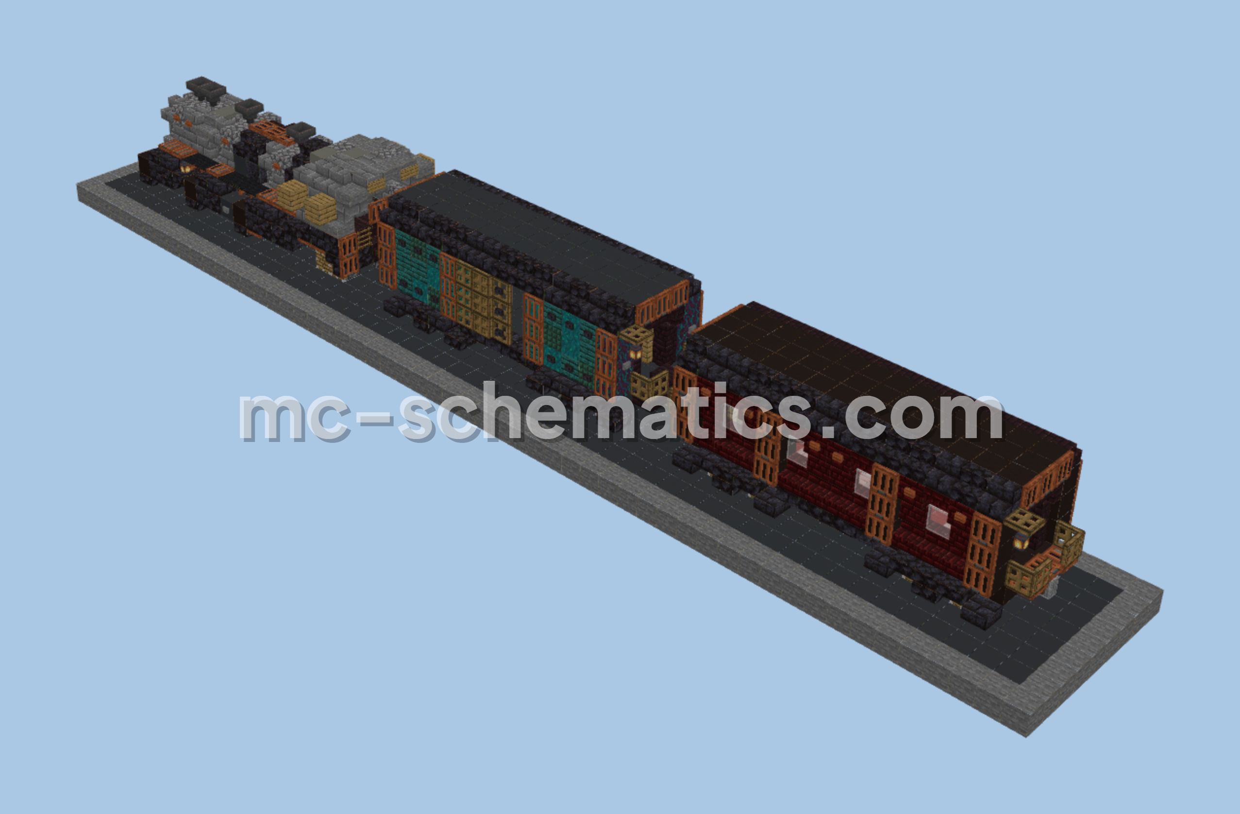 Steampunk Steam Train Vehicle Minecraft schematic preview