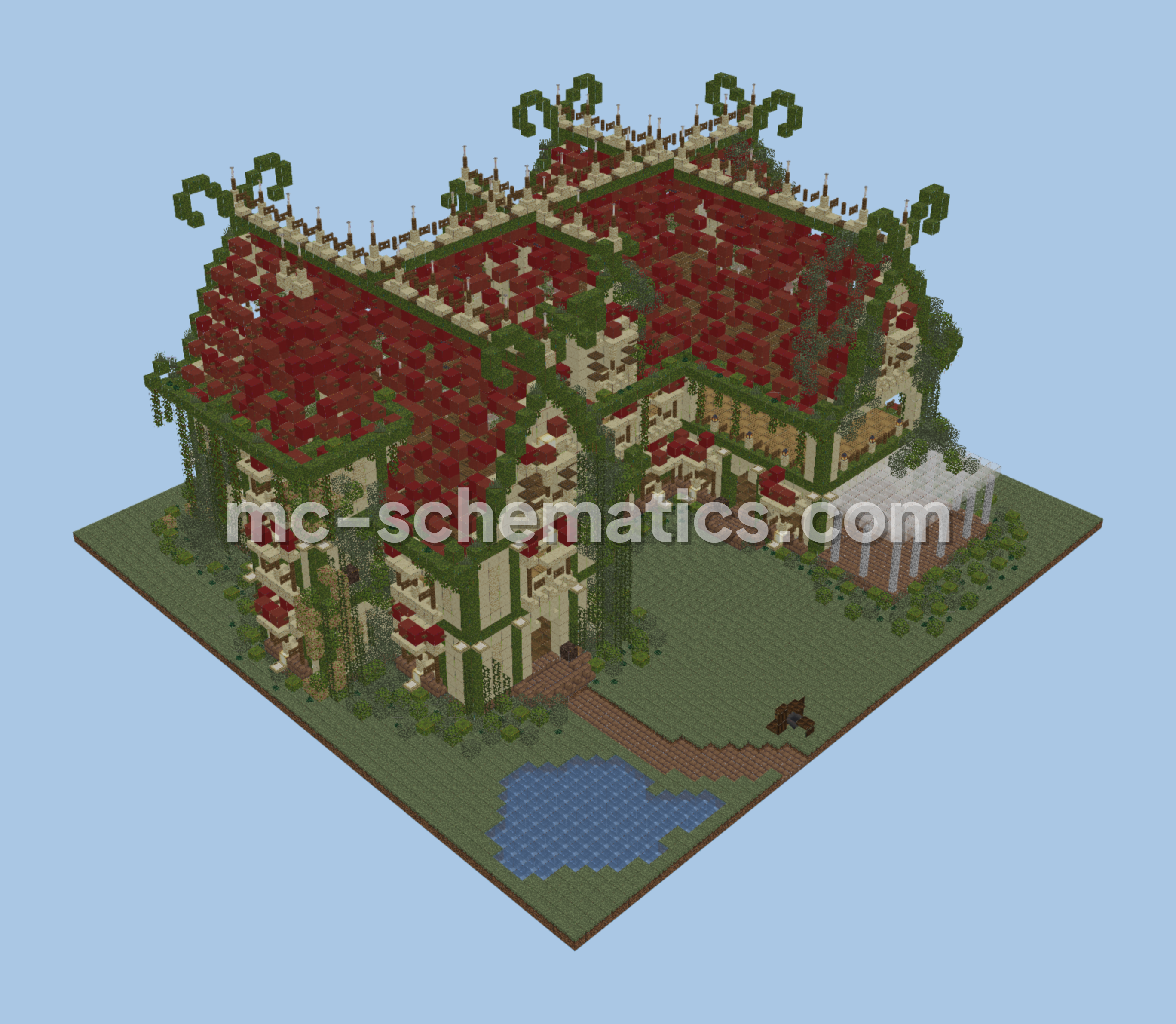 Strawberry House Design Minecraft schematic preview